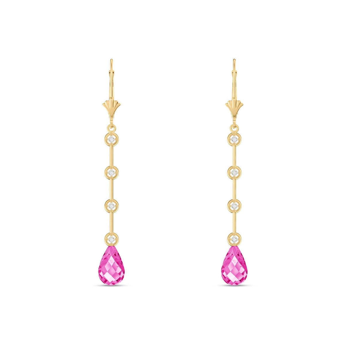 Yellow Gold Classic Drop Earrings Pink Topaz 10K — Giacinta