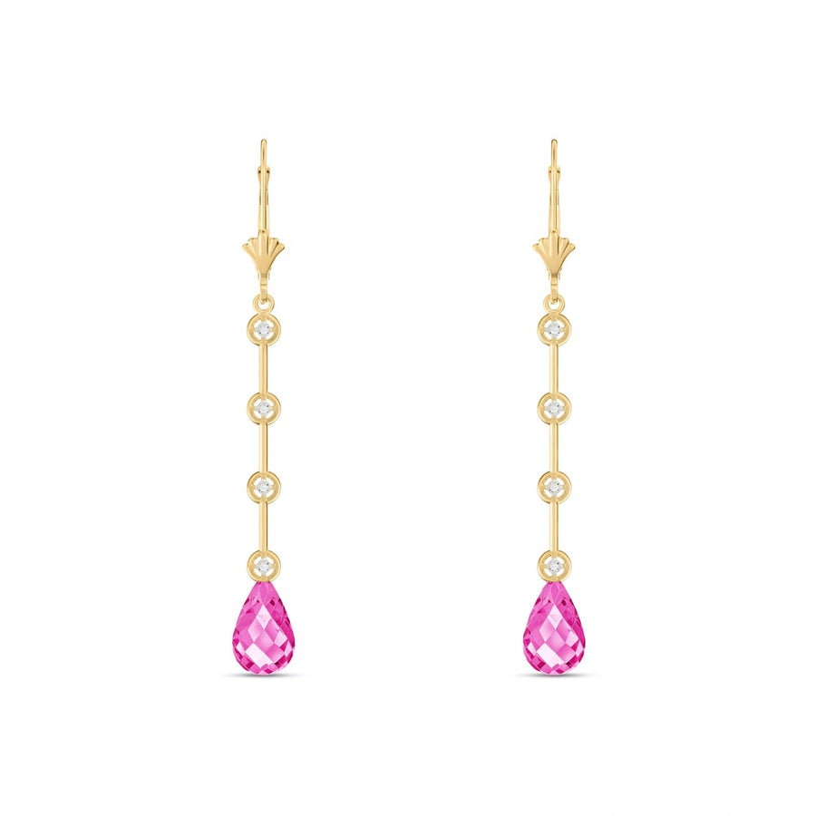 Yellow Gold Classic Drop Earrings Pink Topaz 10K — Giacinta