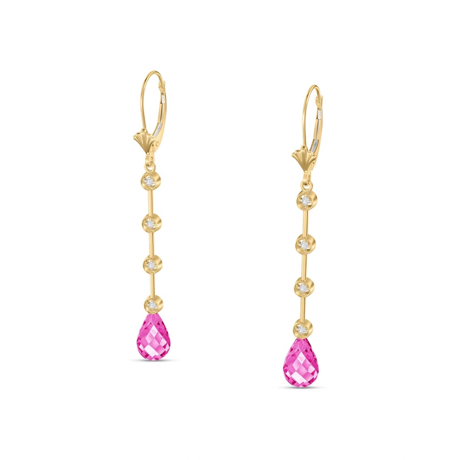 Yellow Gold Classic Drop Earrings Pink Topaz 10K — Giacinta