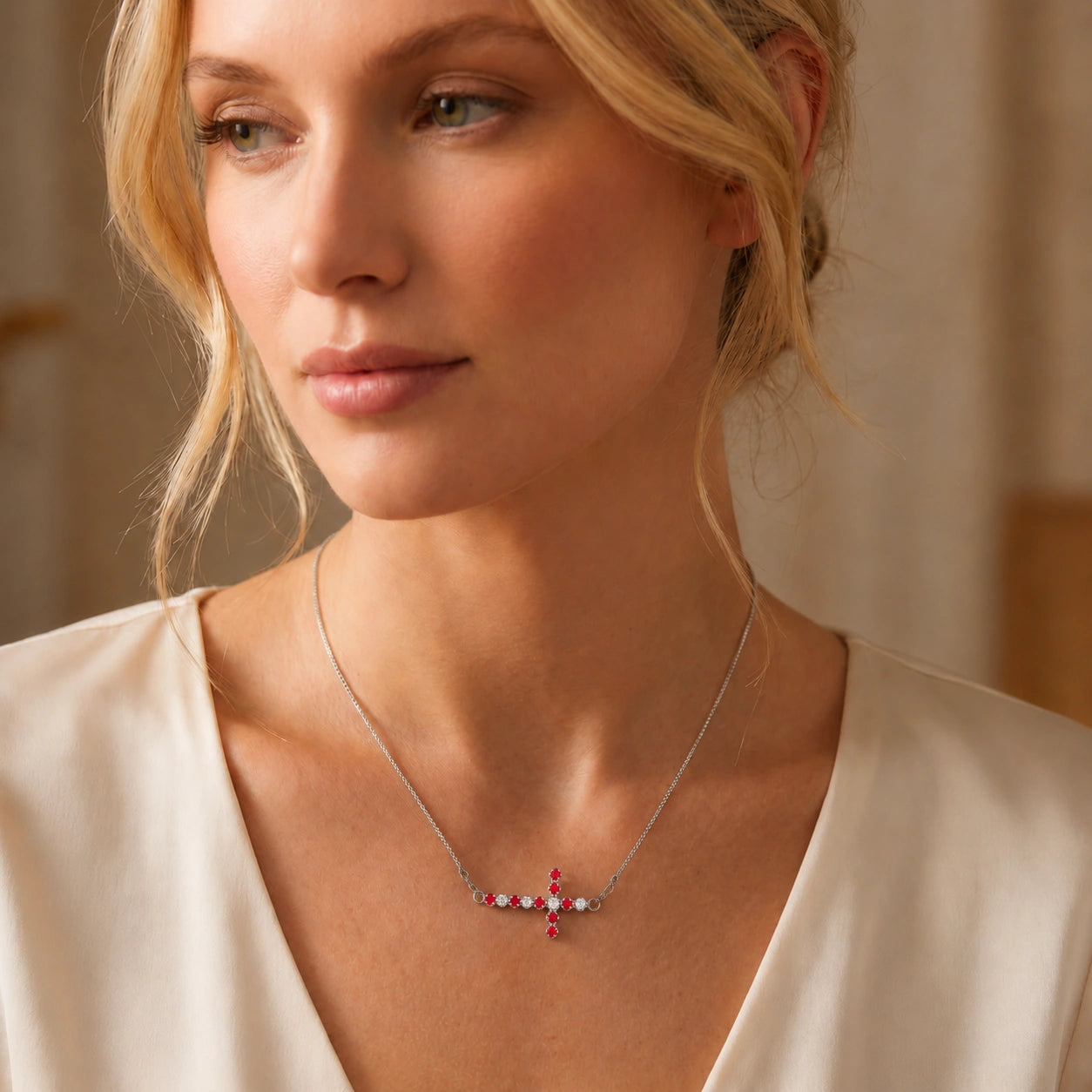 White Gold Ruby & Diamond — Gigliola