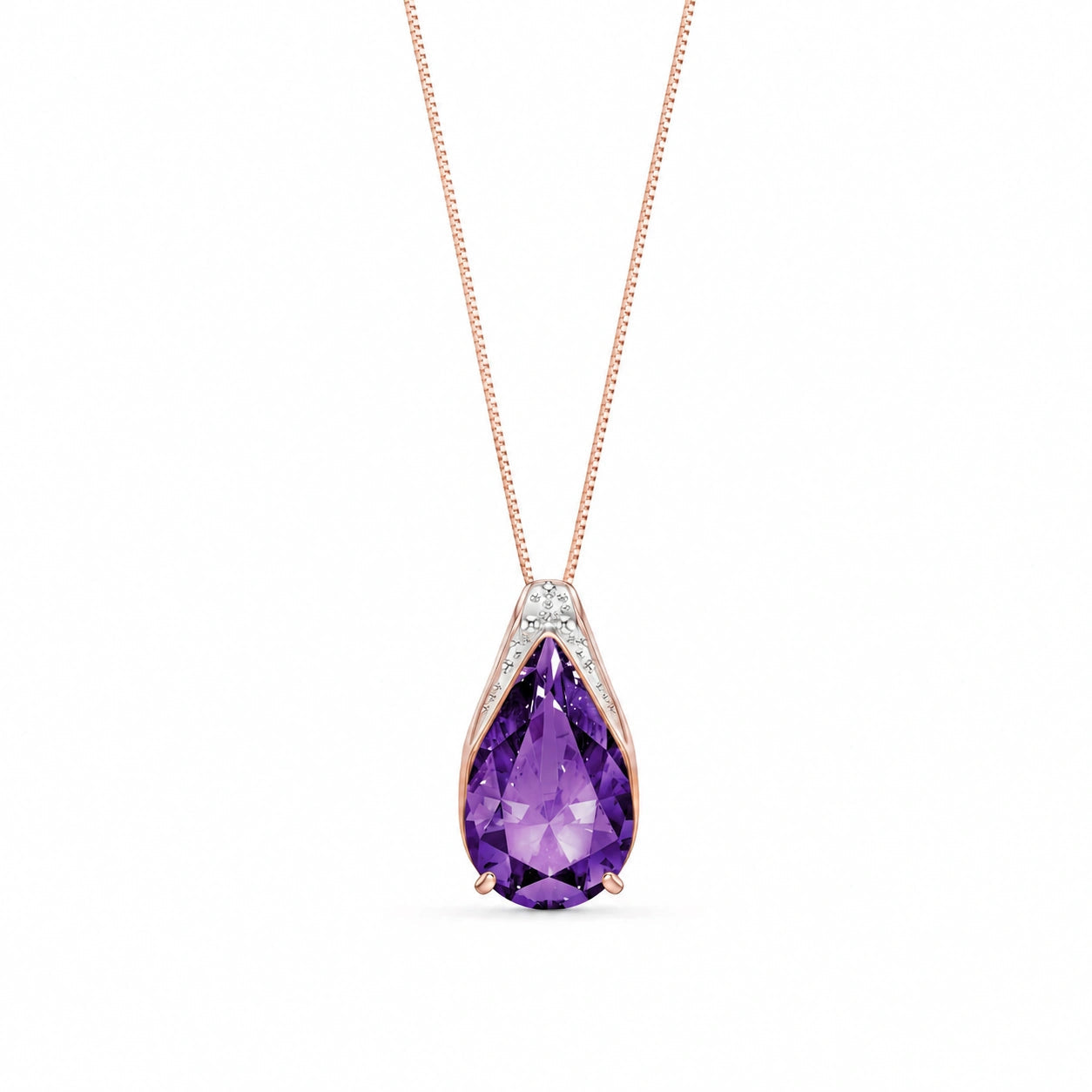 Rose Gold Pendant Necklace Amethyst 10K — Gilda