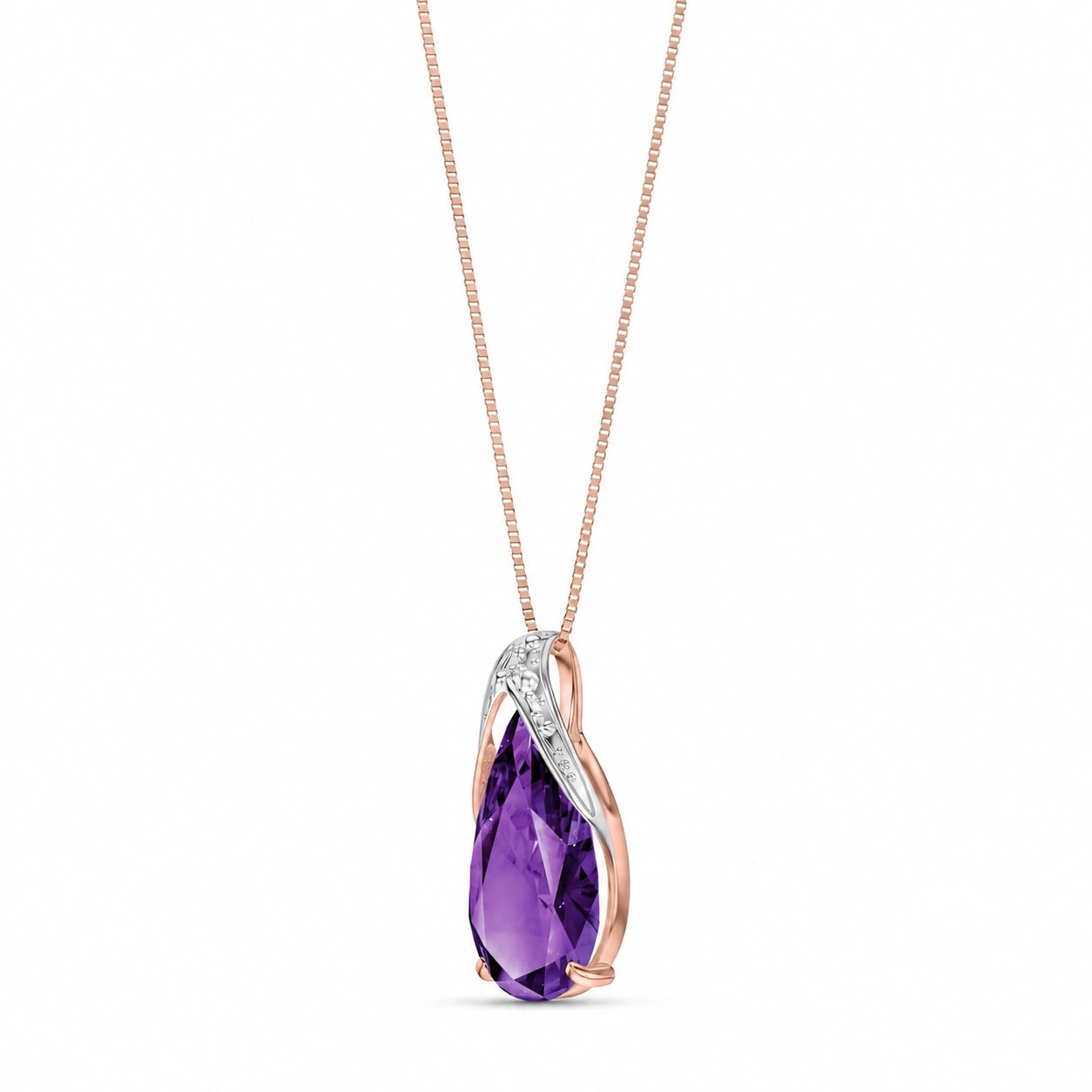 Rose Gold Pendant Necklace Amethyst 10K — Gilda