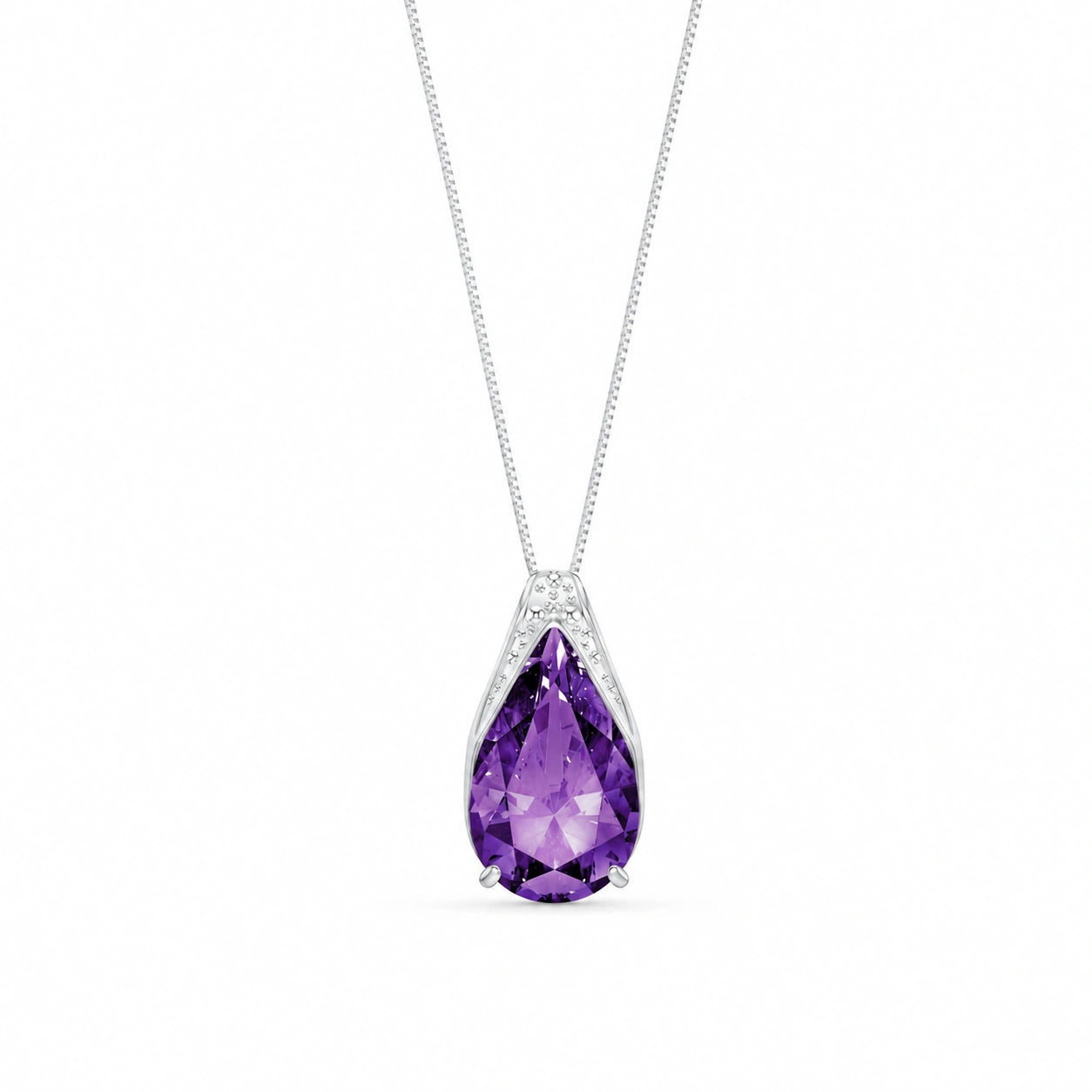 White Gold Pendant Necklace Amethyst 10K — Gilda