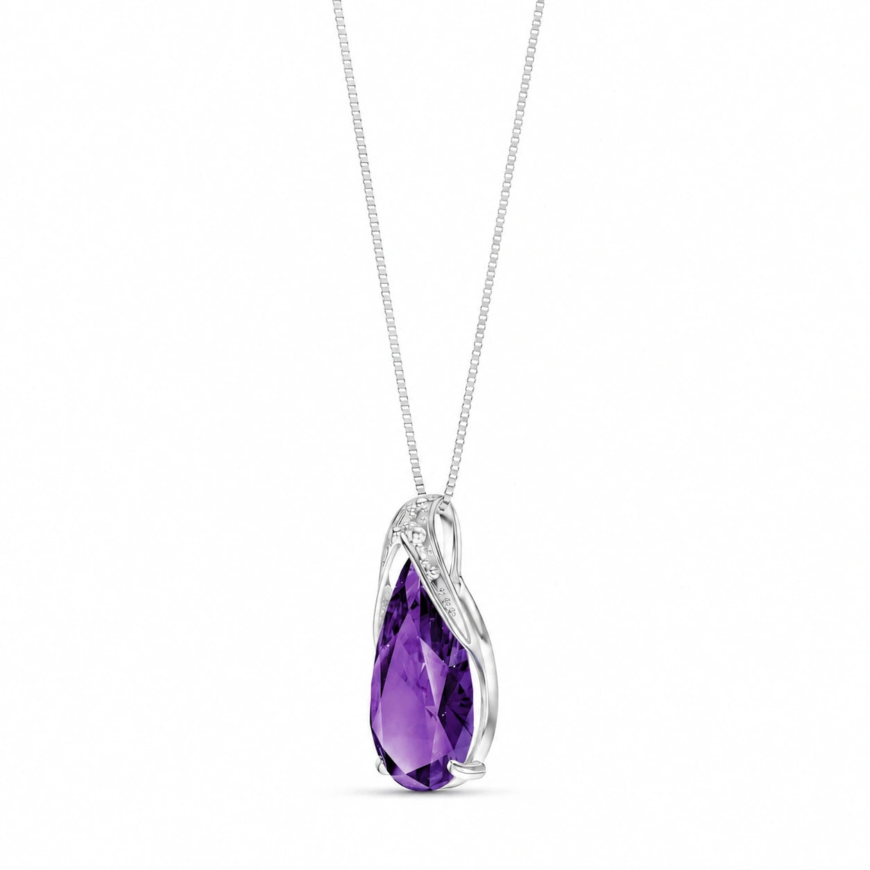 White Gold Pendant Necklace Amethyst 10K — Gilda