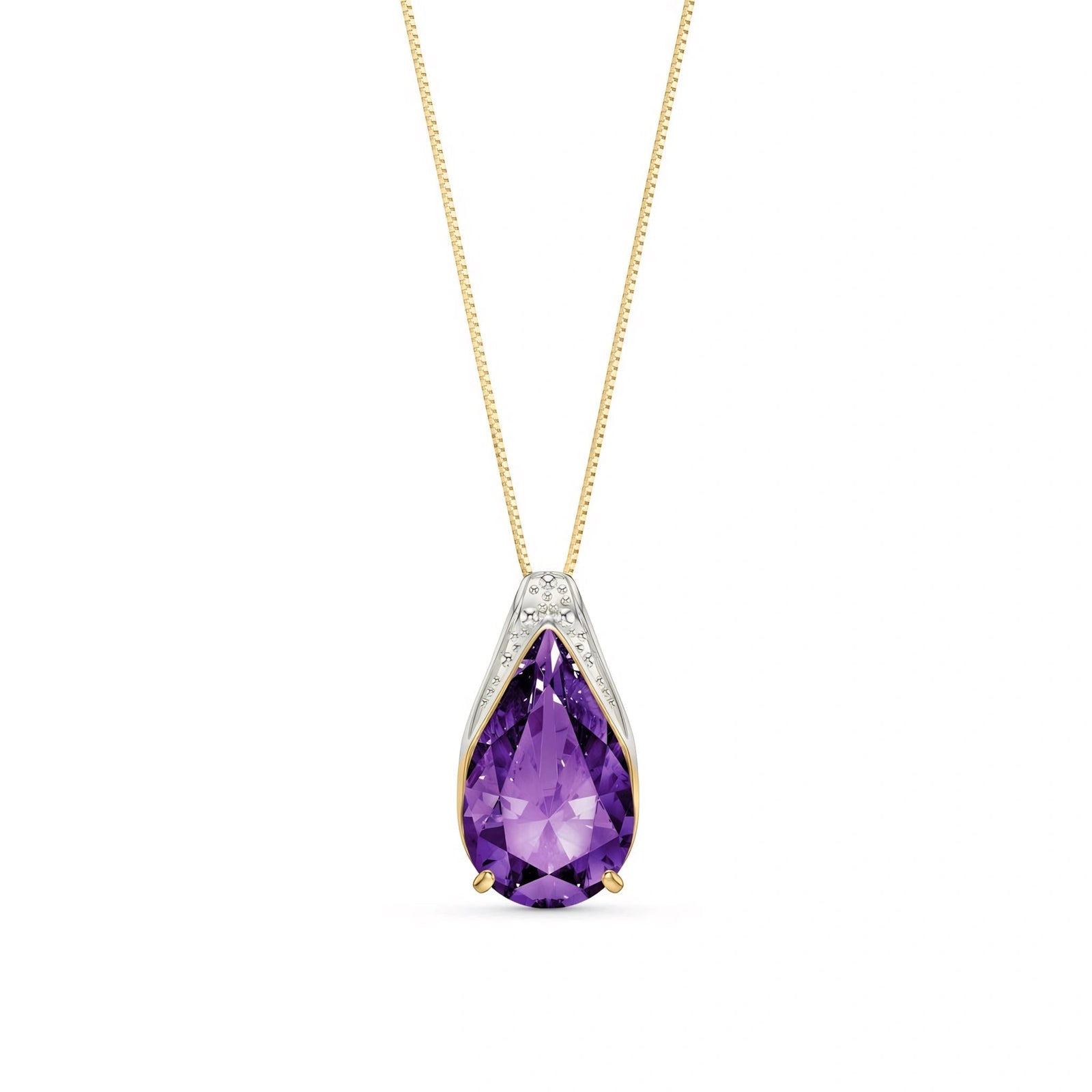 Yellow Gold Pendant Necklace Amethyst 10K — Gilda