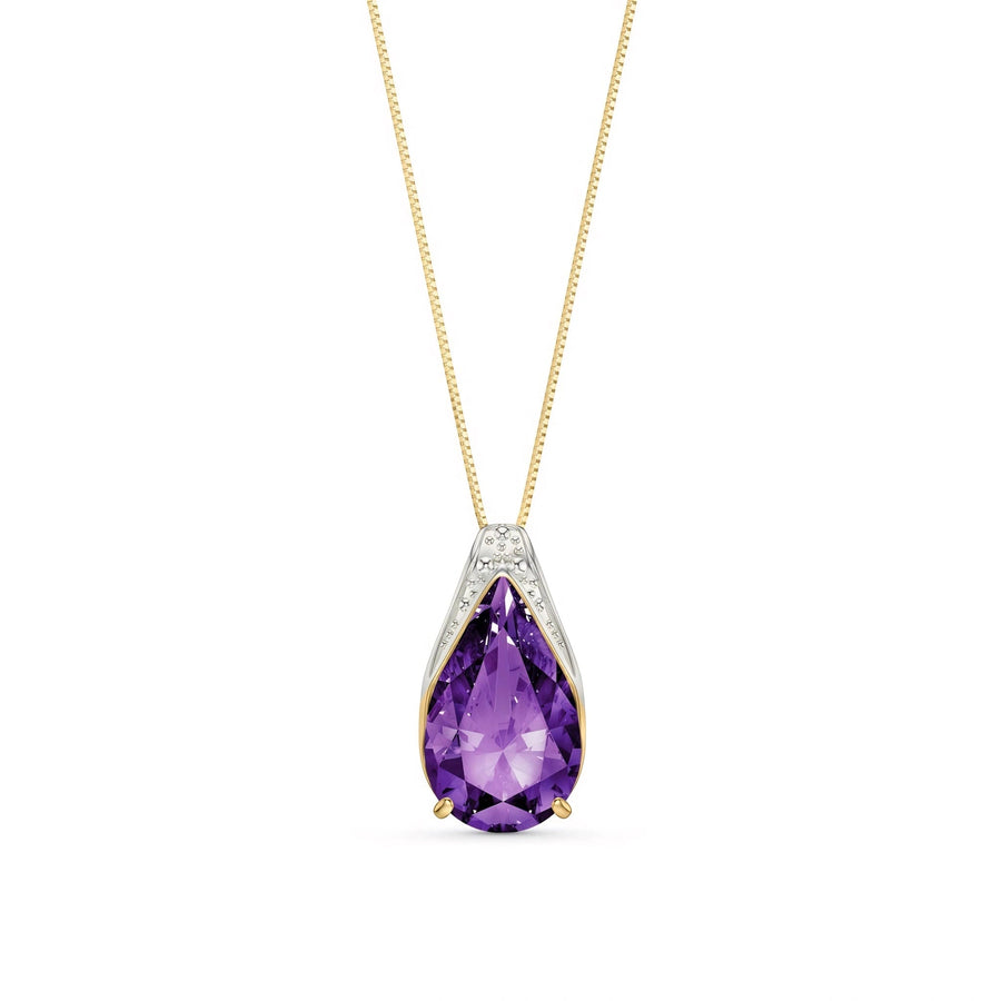 Yellow Gold Pendant Necklace Amethyst 10K — Gilda