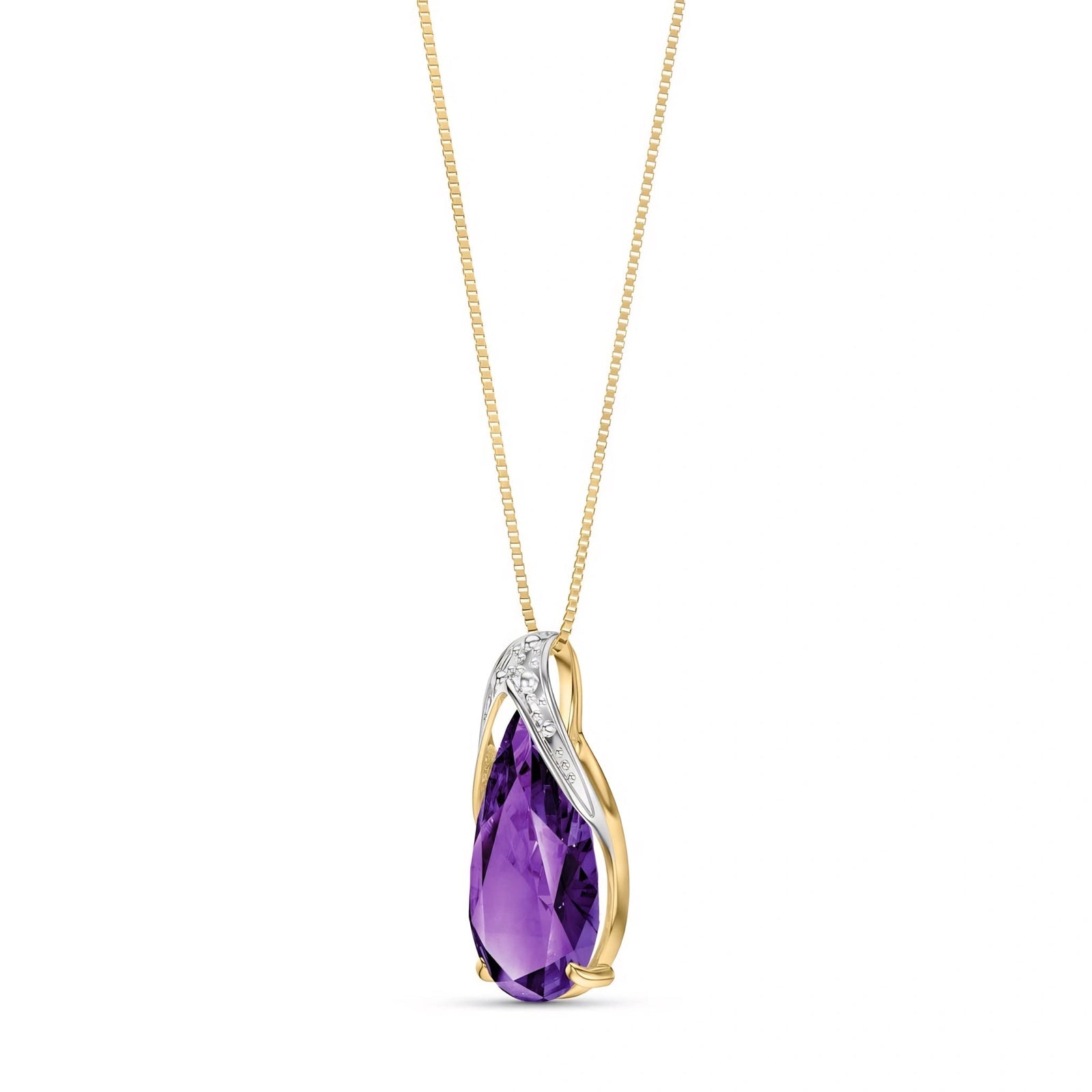 Yellow Gold Pendant Necklace Amethyst 10K — Gilda