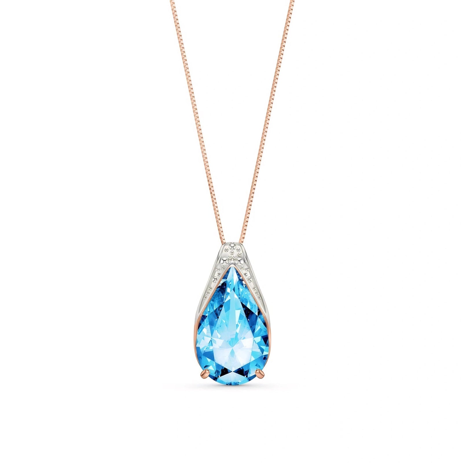 Rose Gold Pendant Necklace Blue Topaz 10K — Gilda