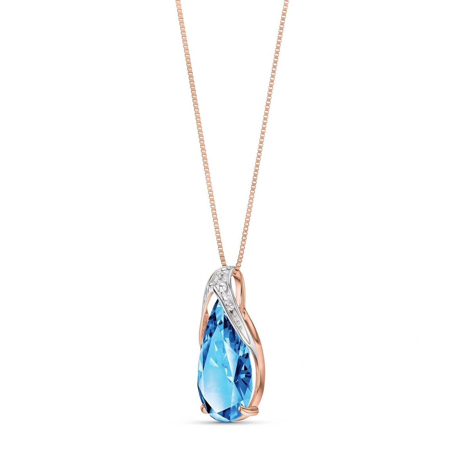 Rose Gold Pendant Necklace Blue Topaz 10K — Gilda
