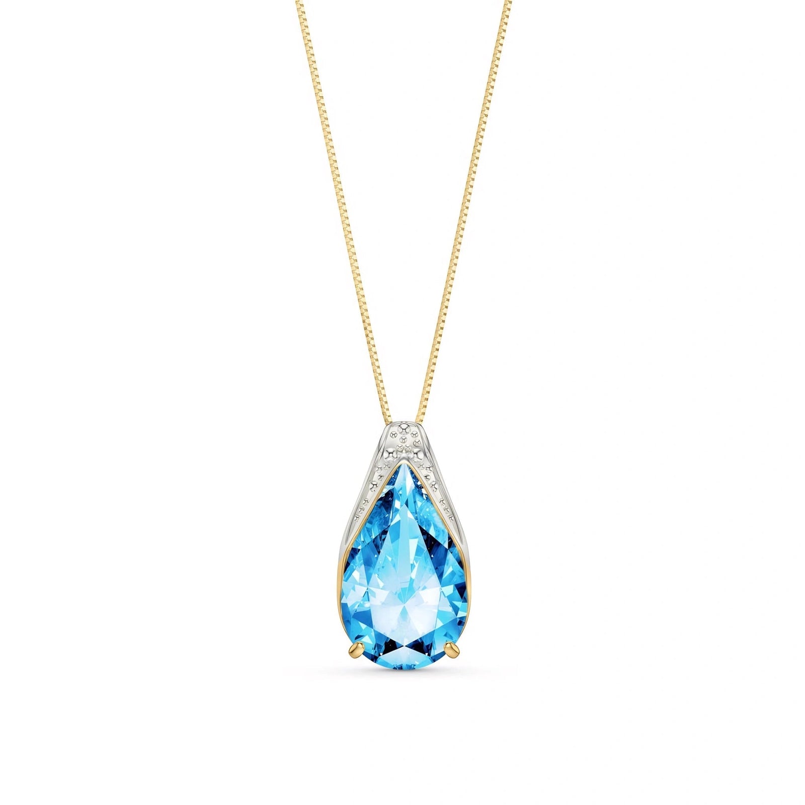Yellow Gold Pendant Necklace Blue Topaz 10K — Gilda