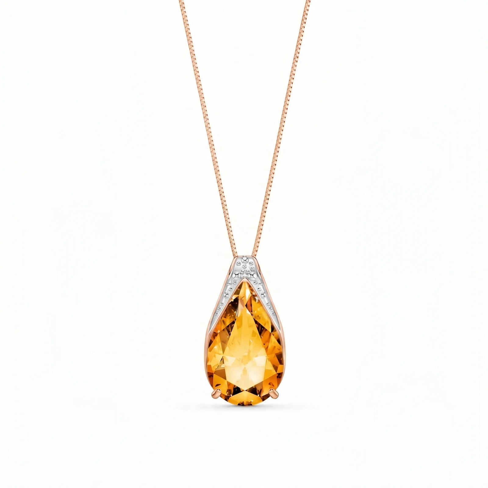 Rose Gold Pendant Necklace Citrine 10K — Gilda