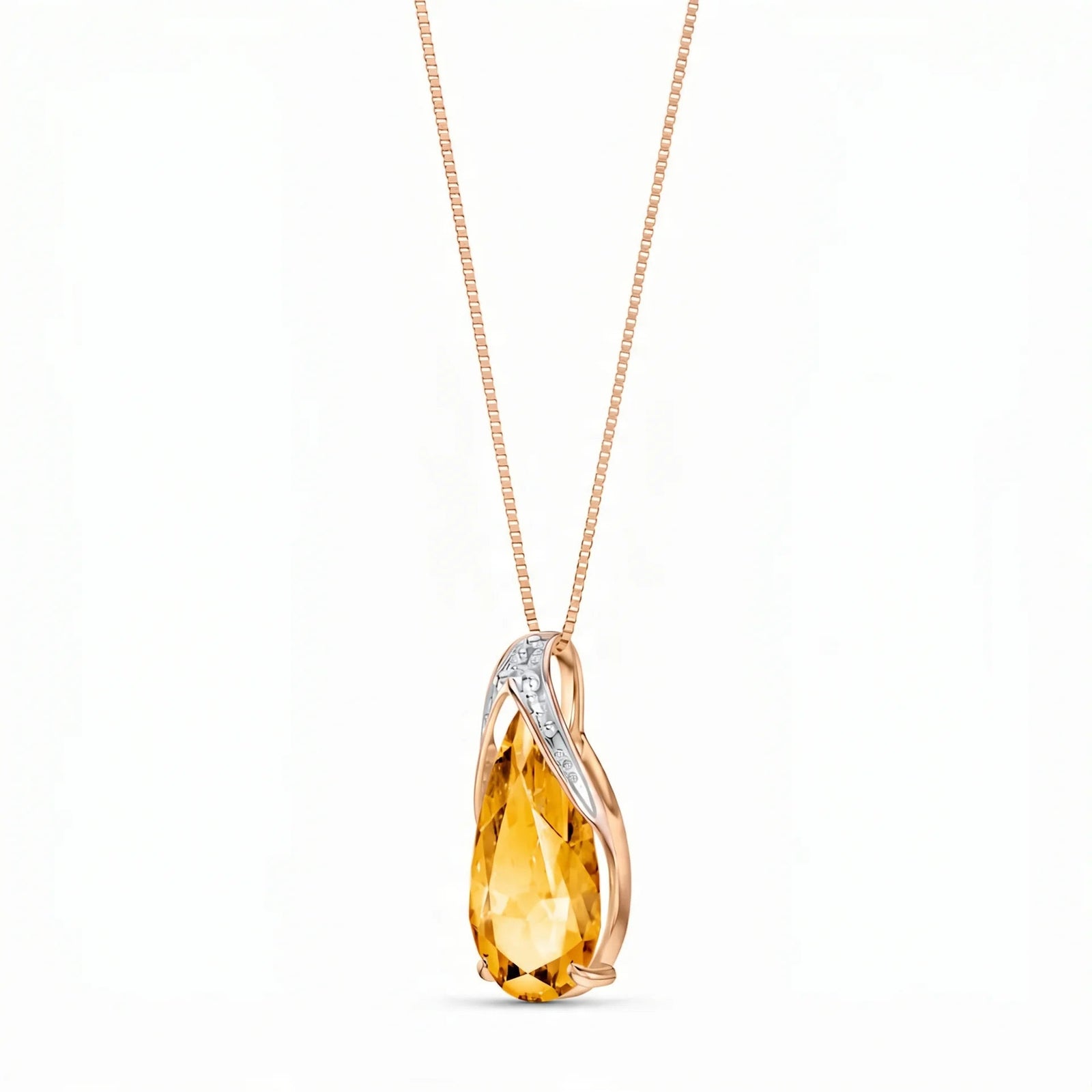 Rose Gold Pendant Necklace Citrine 10K — Gilda