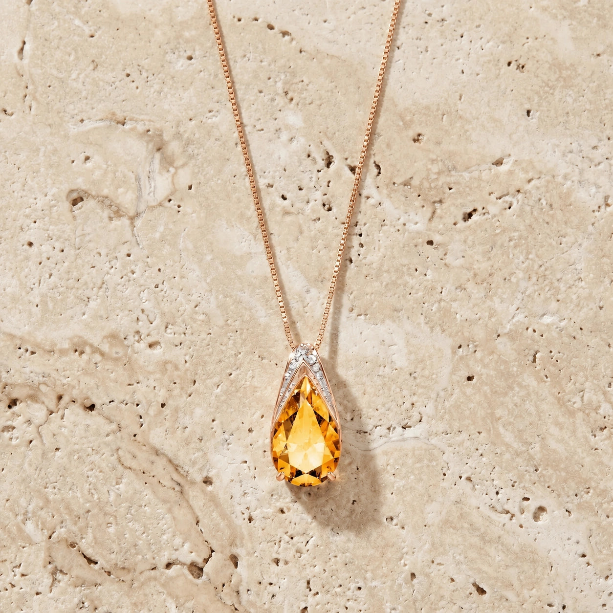 Rose Gold Pendant Necklace Citrine 10K — Gilda