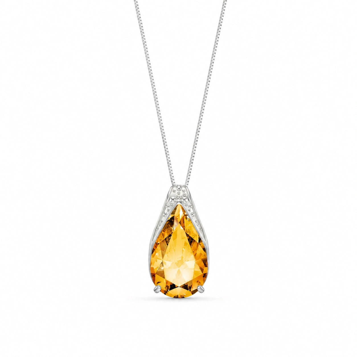 White Gold Pendant Necklace Citrine 10K — Gilda