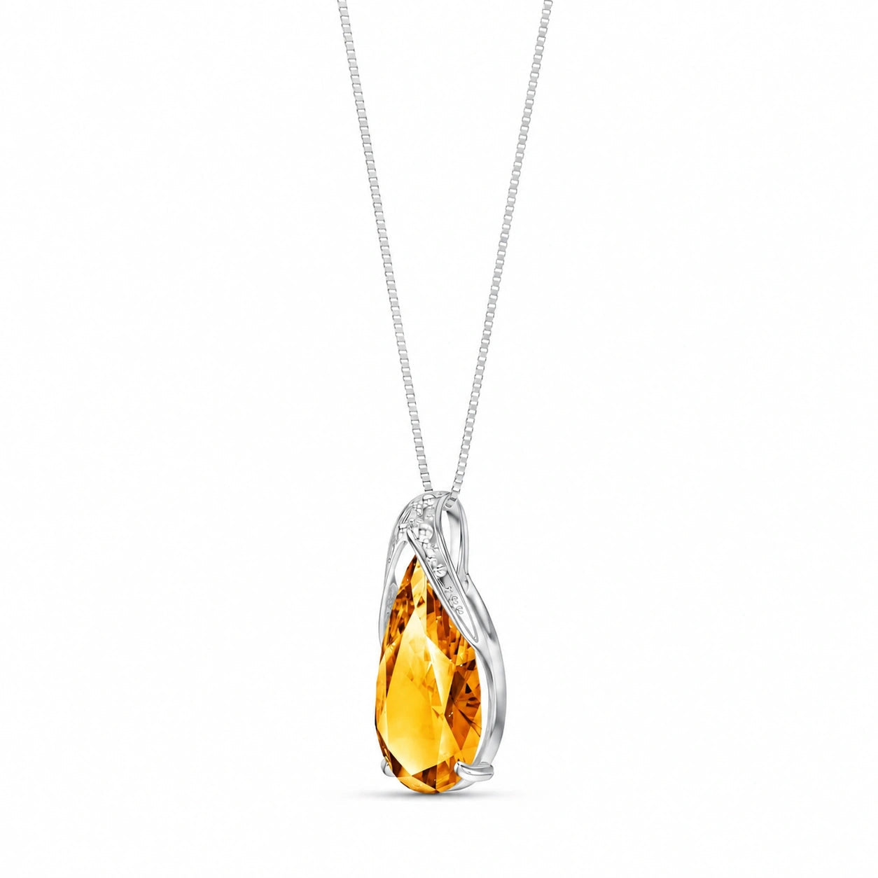 White Gold Pendant Necklace Citrine 10K — Gilda