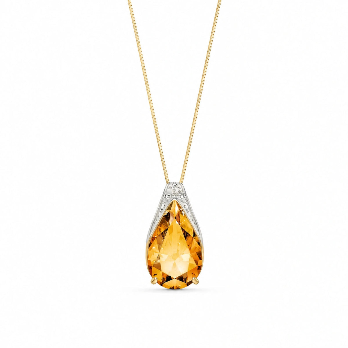 Yellow Gold Pendant Necklace Citrine 10K — Gilda