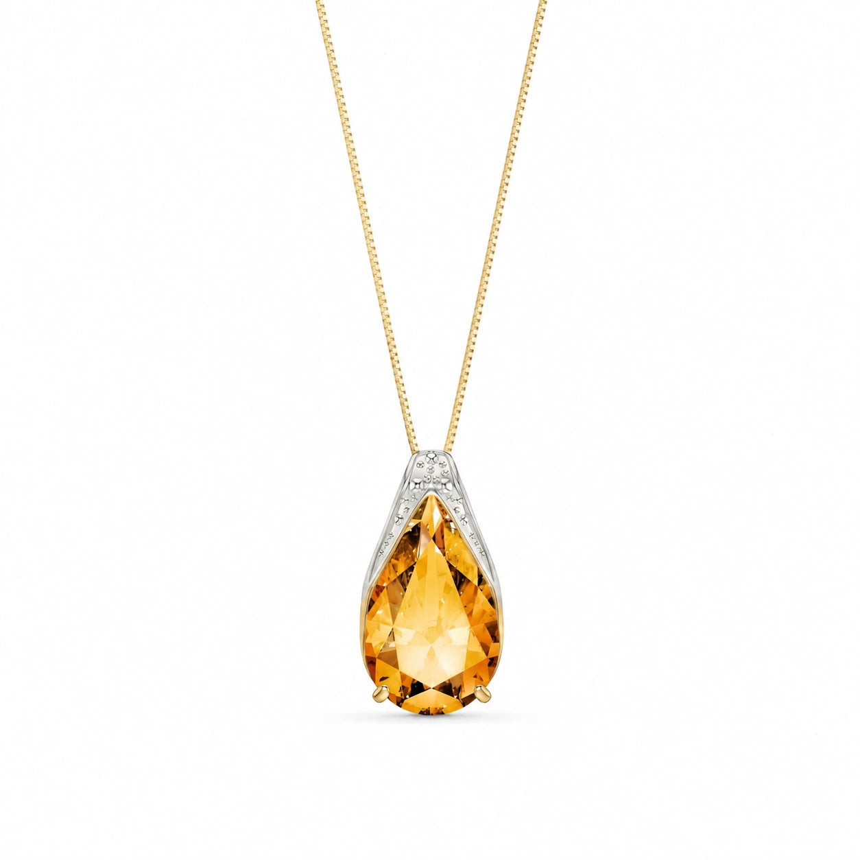 Yellow Gold Pendant Necklace Citrine 10K — Gilda