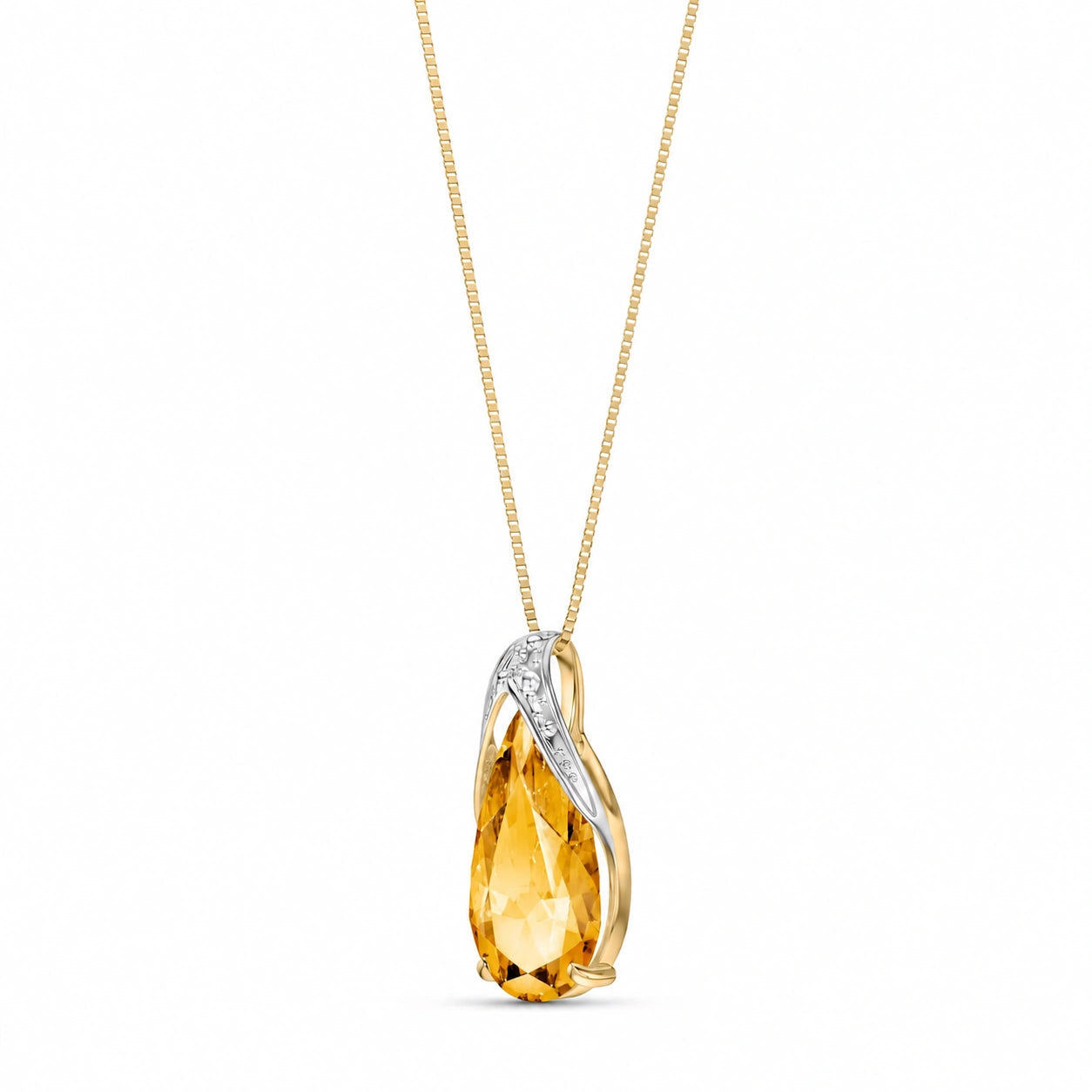 Yellow Gold Pendant Necklace Citrine 10K — Gilda