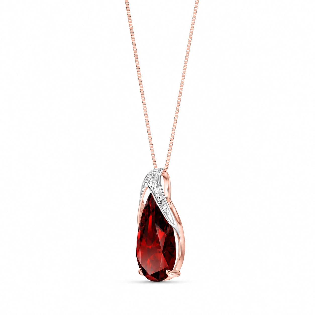 Rose Gold Pendant Necklace Garnet 10K — Gilda