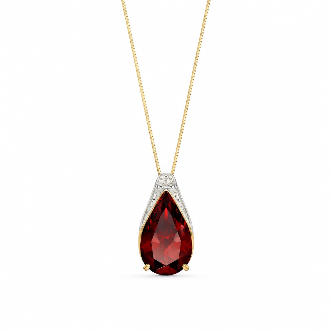 Yellow Gold Pendant Necklace Garnet 10K — Gilda