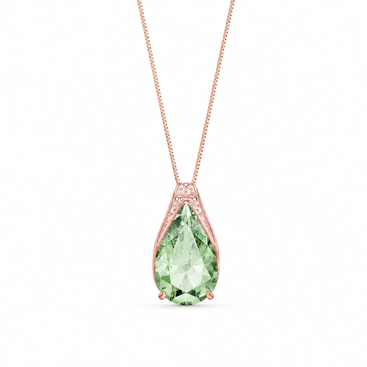 Rose Gold Pendant Necklace Green Amethyst 10K — Gilda