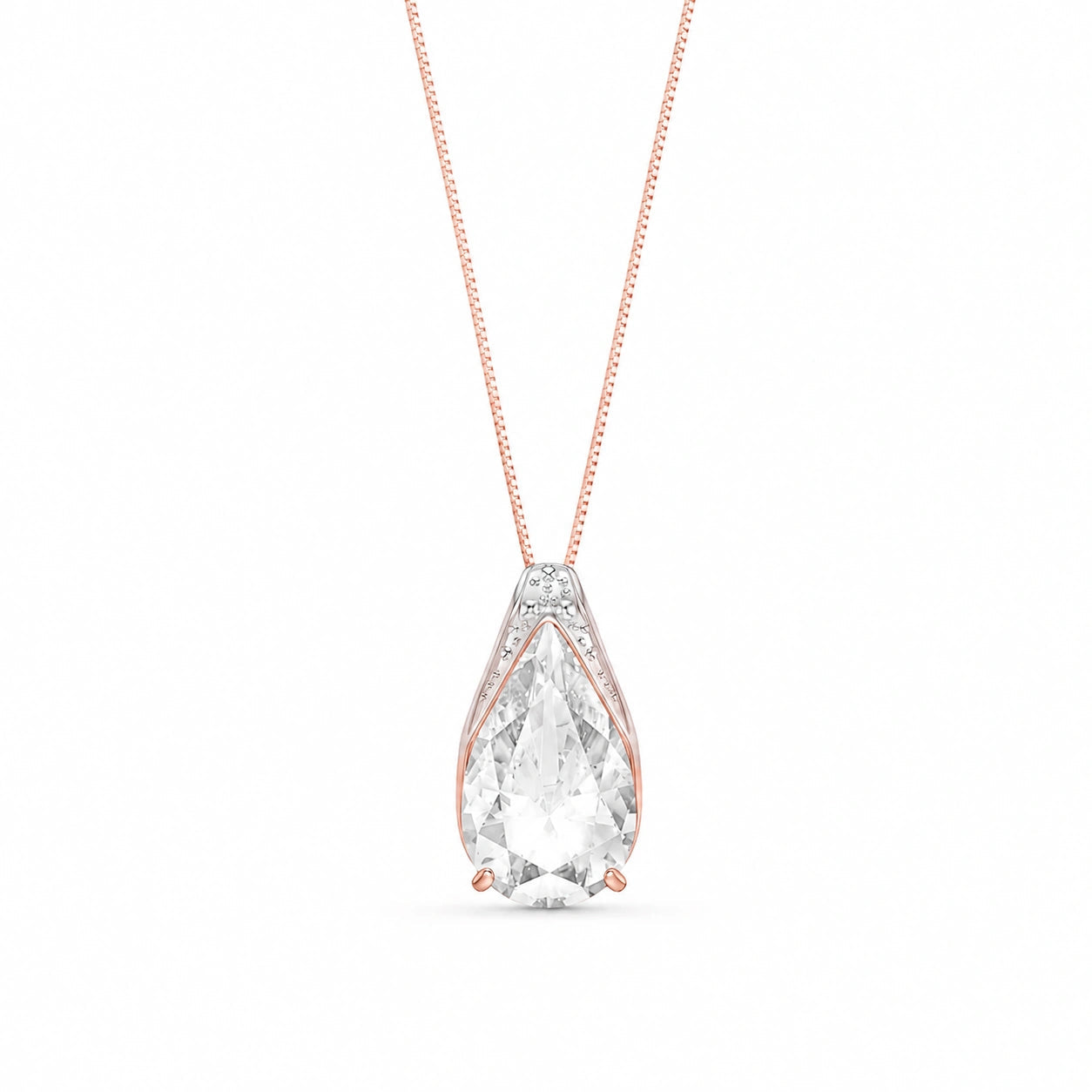 Rose Gold Pendant Necklace White Topaz 10K — Gilda