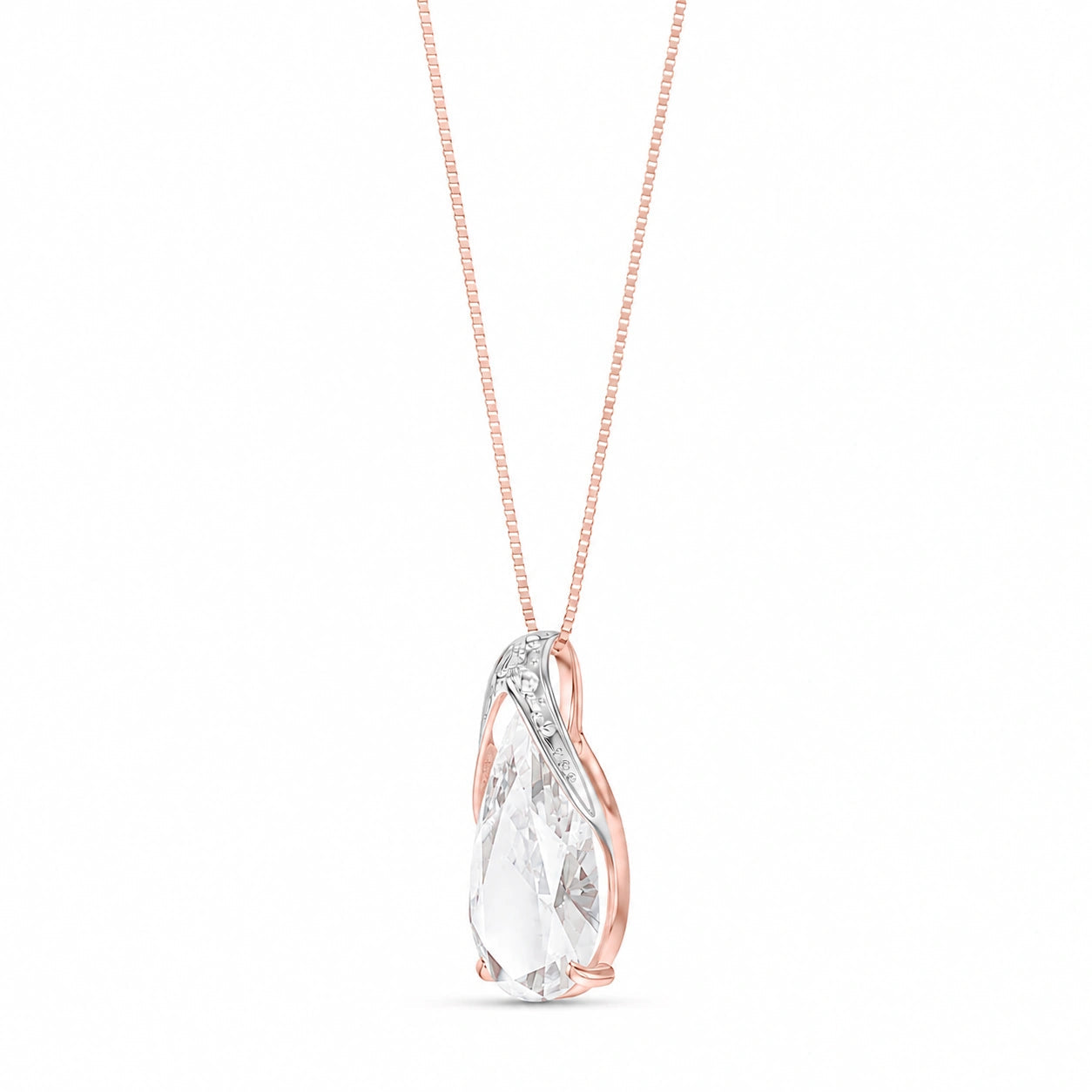 Rose Gold Pendant Necklace White Topaz 10K — Gilda