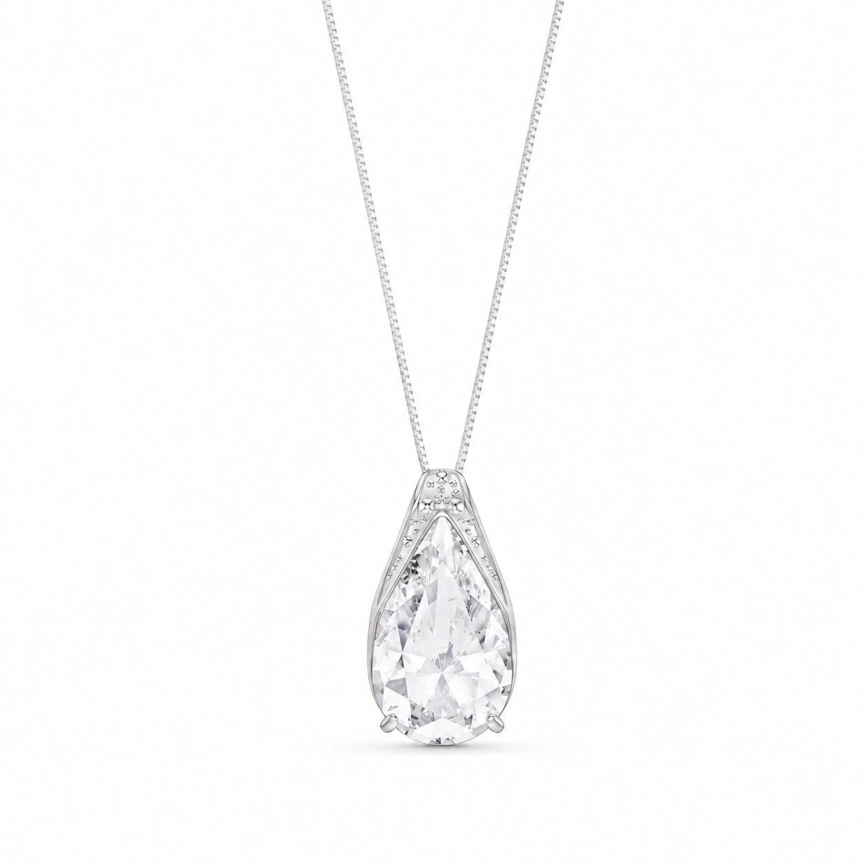 White Gold Pendant Necklace White Topaz 10K — Gilda