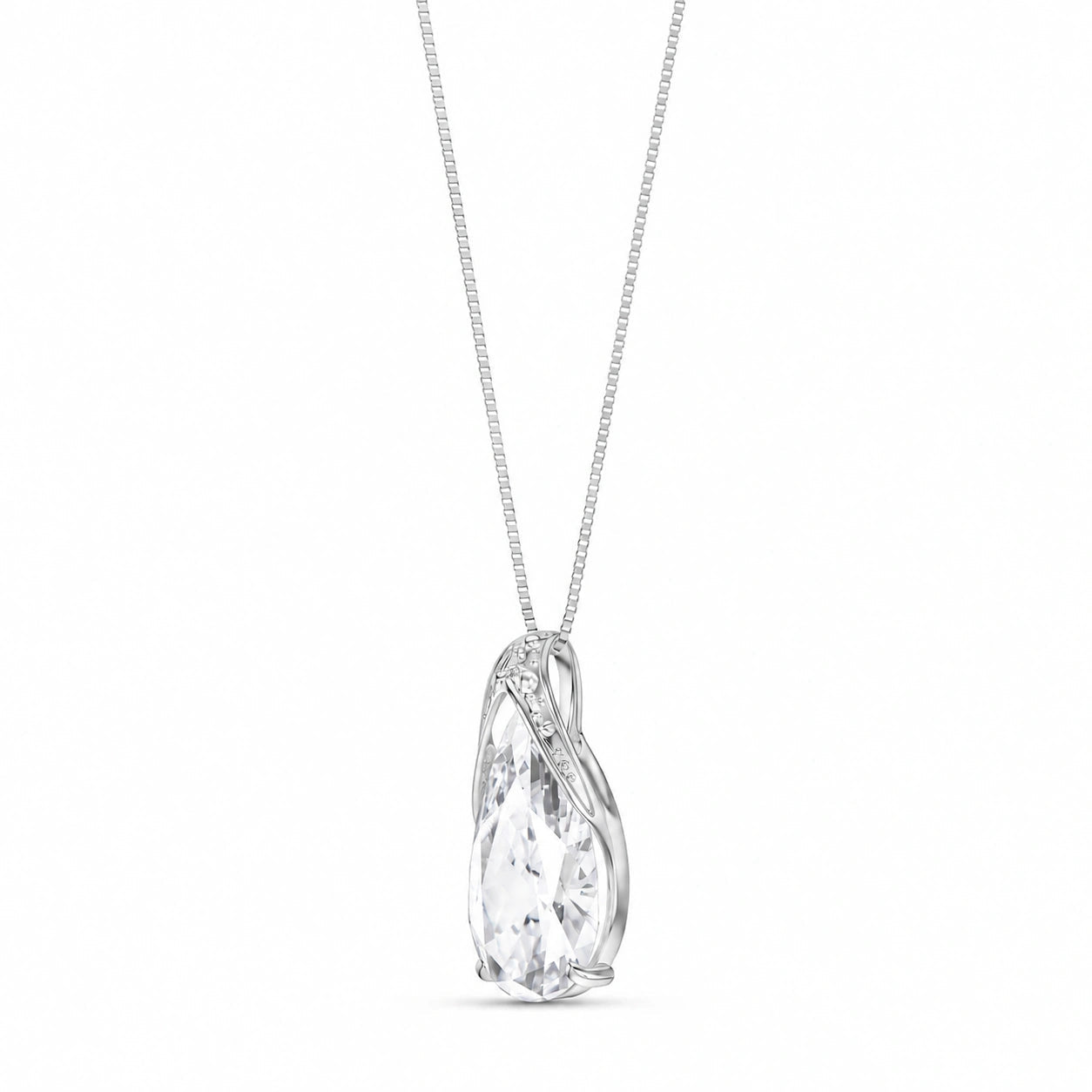 White Gold Pendant Necklace White Topaz 10K — Gilda
