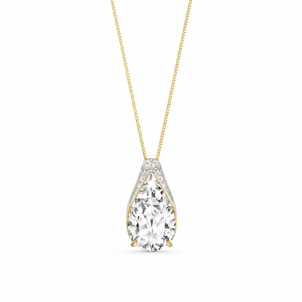 Yellow Gold Pendant Necklace White Topaz 10K — Gilda