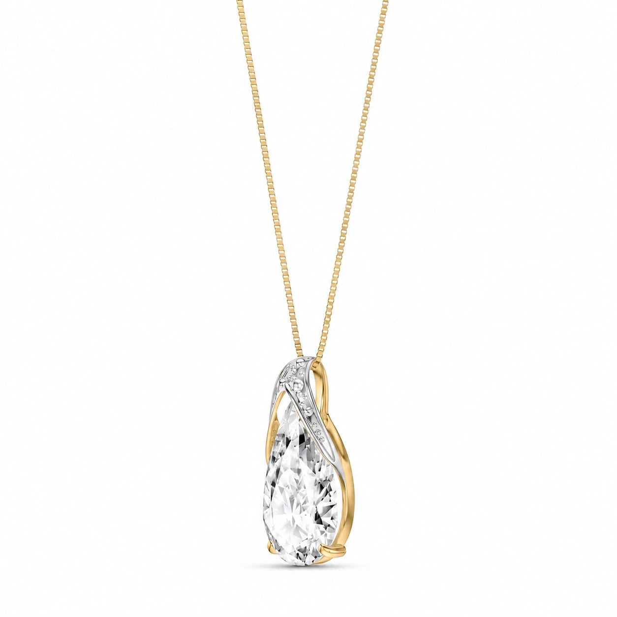 Yellow Gold Pendant Necklace White Topaz 10K — Gilda