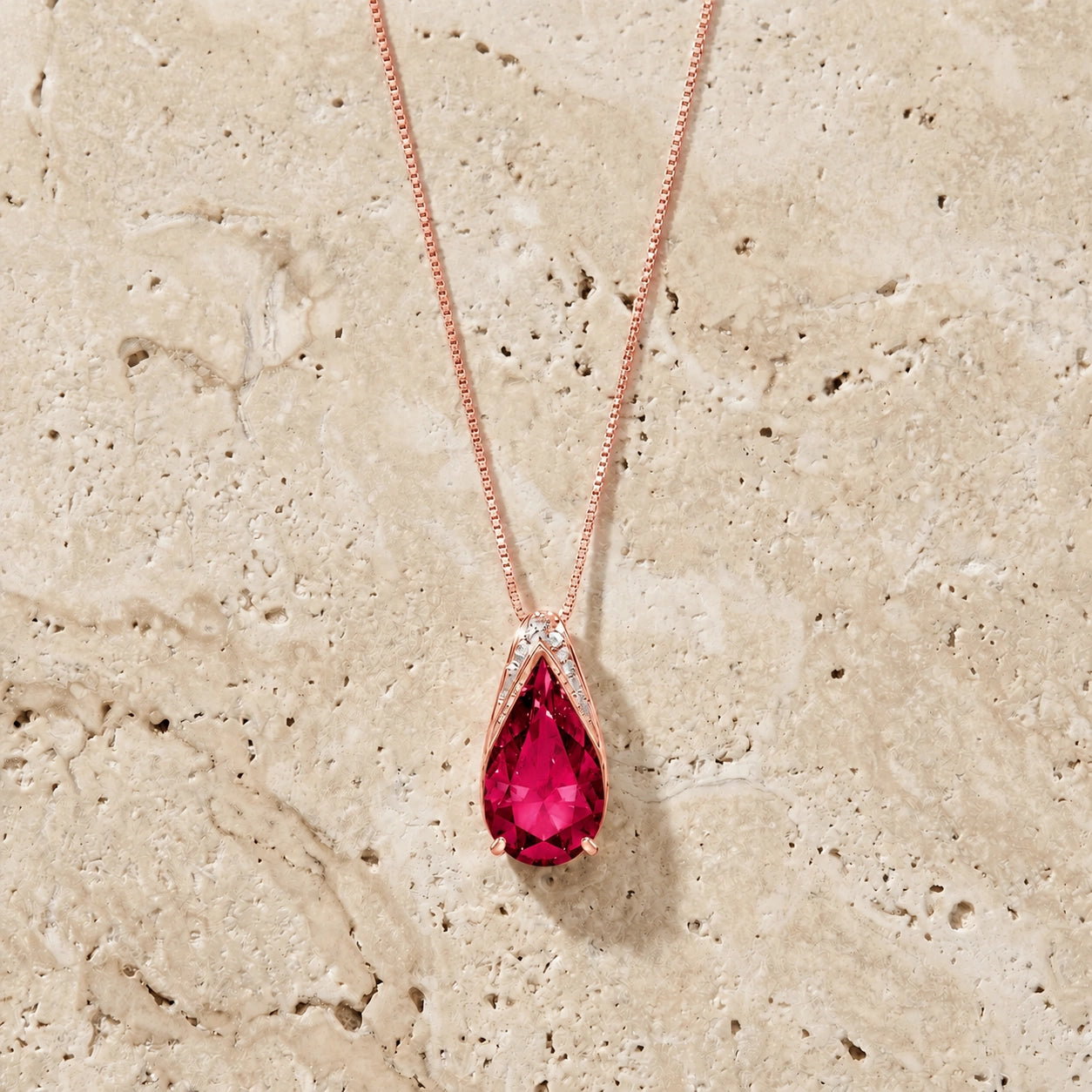 Rose Gold Pendant Necklace Ruby 10K — Gilda