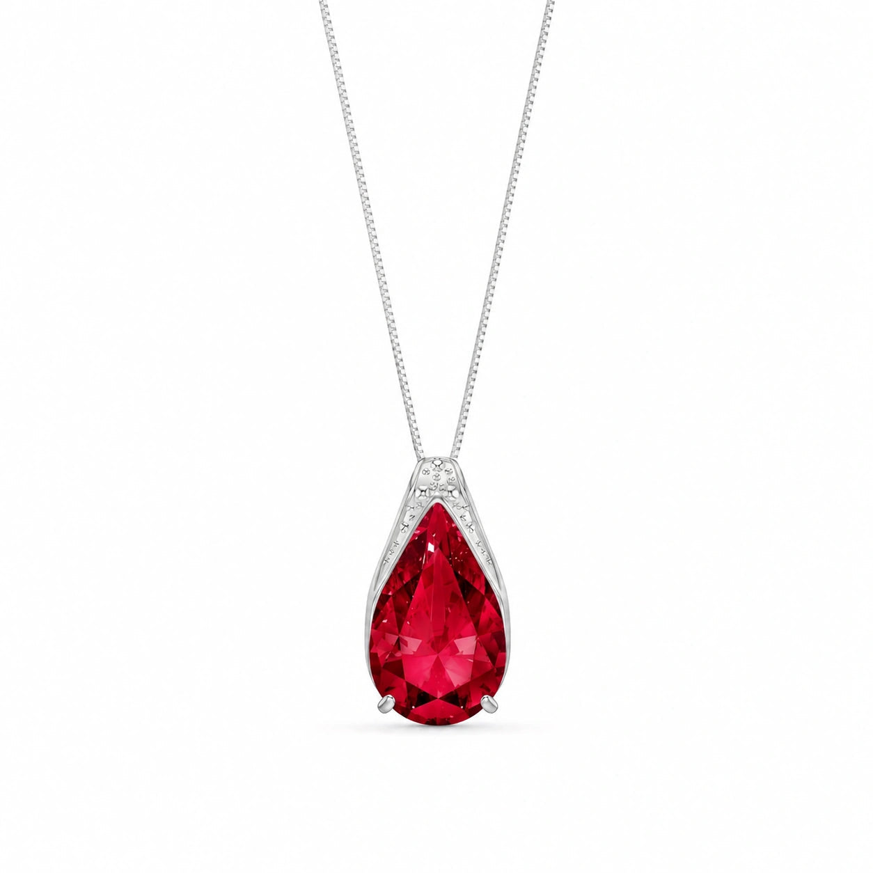 White Gold Pendant Necklace Ruby 10K — Gilda
