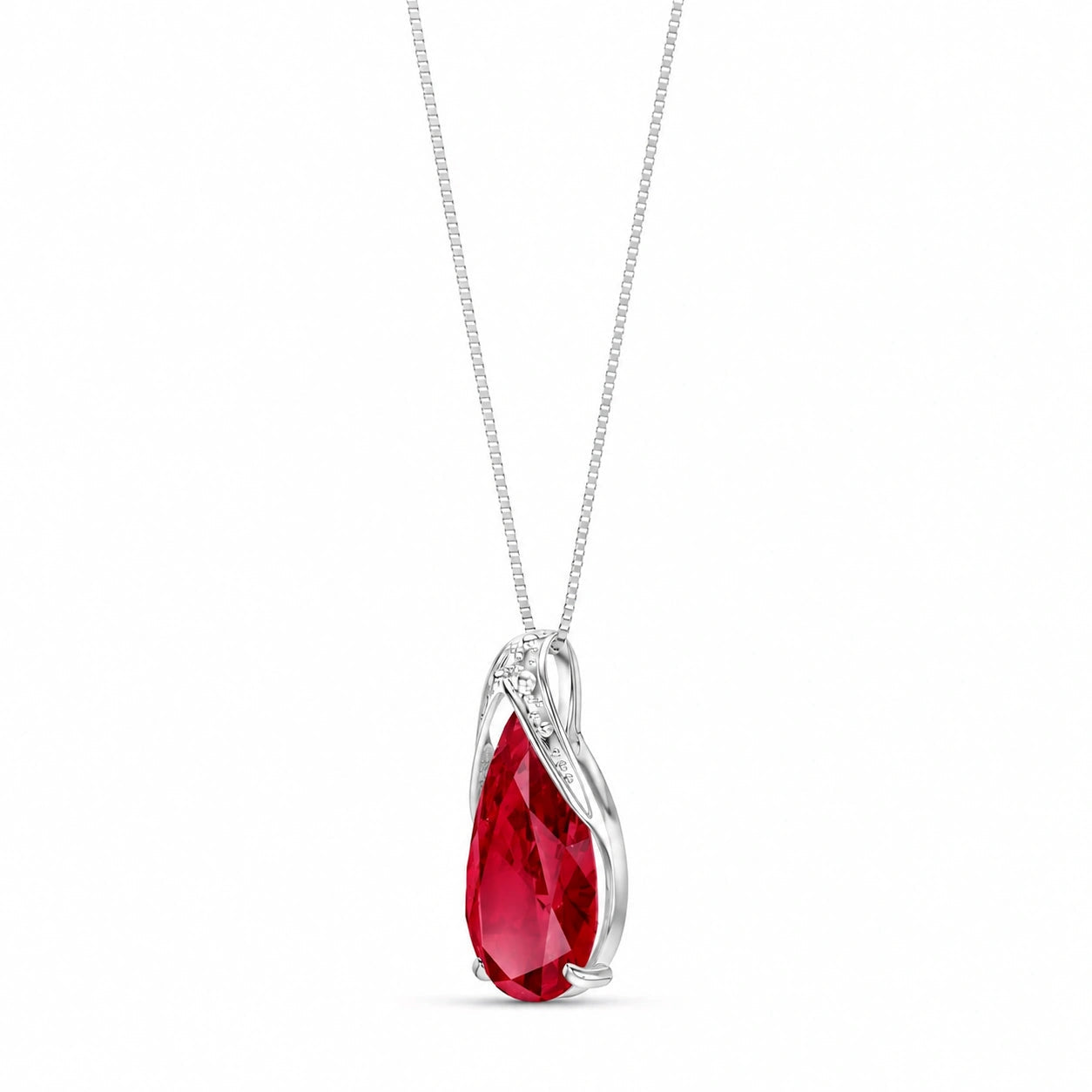 White Gold Pendant Necklace Ruby 10K — Gilda
