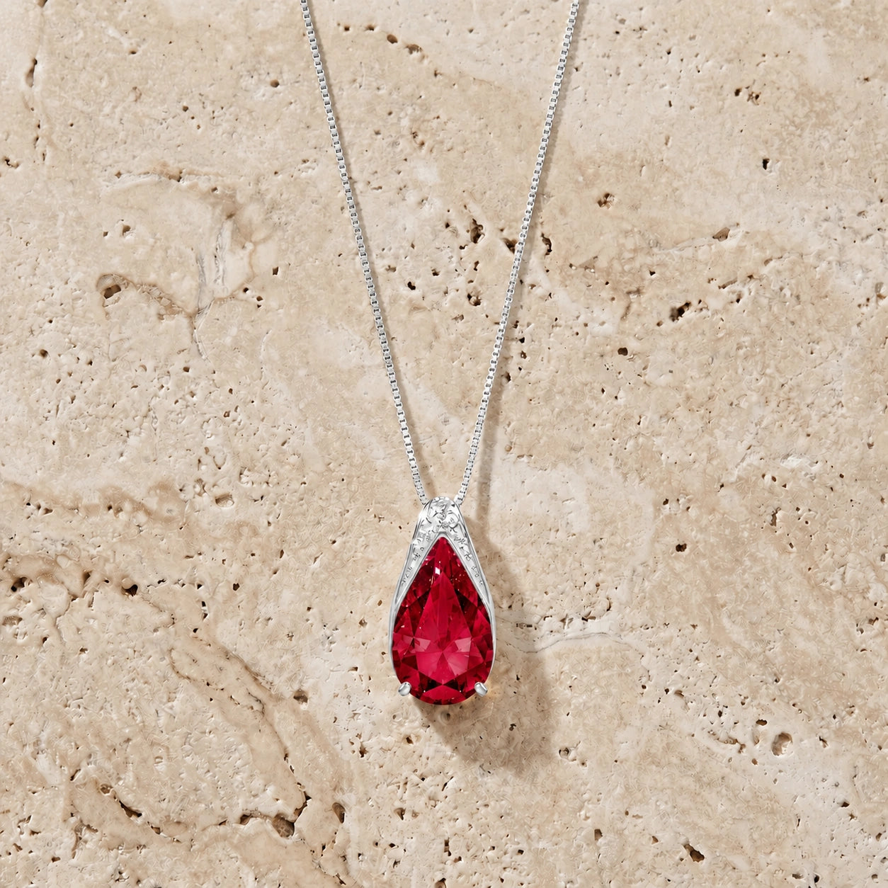White Gold Pendant Necklace Ruby 10K — Gilda