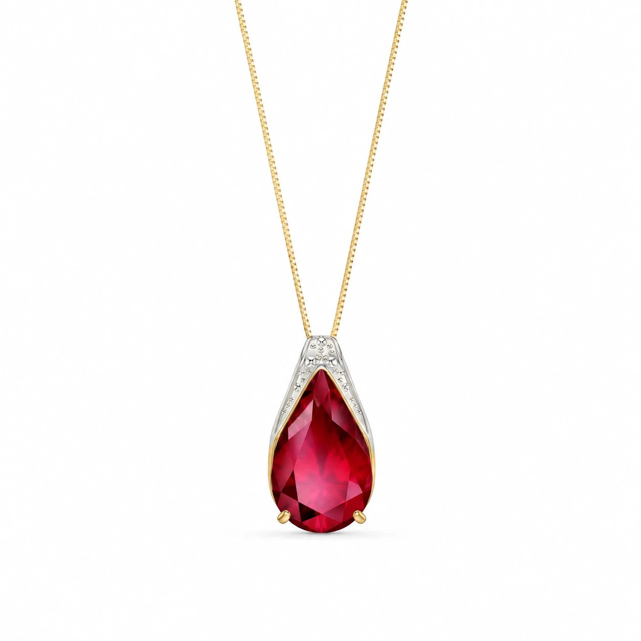 Yellow Gold Pendant Necklace Ruby 10K — Gilda