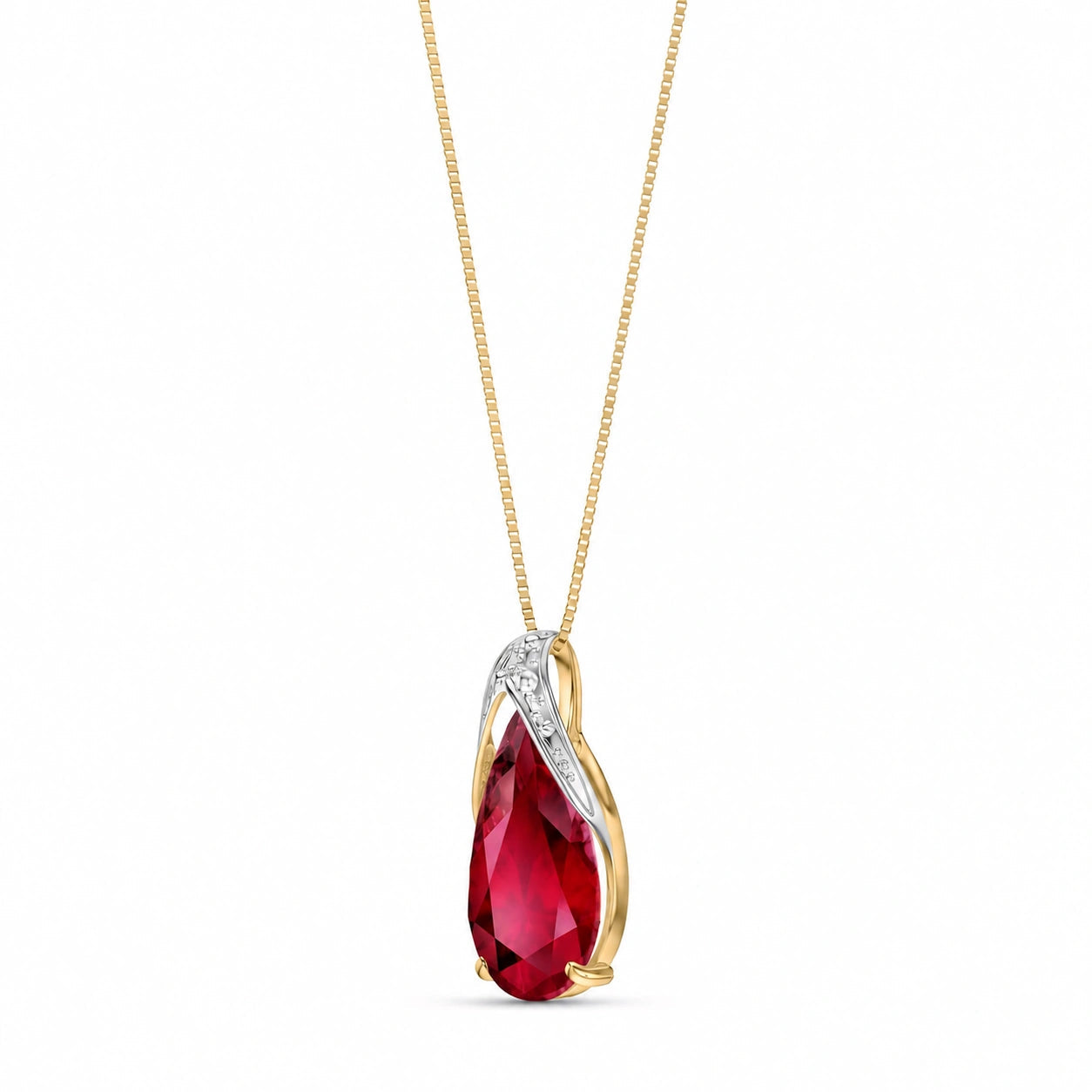 Yellow Gold Pendant Necklace Ruby 10K — Gilda