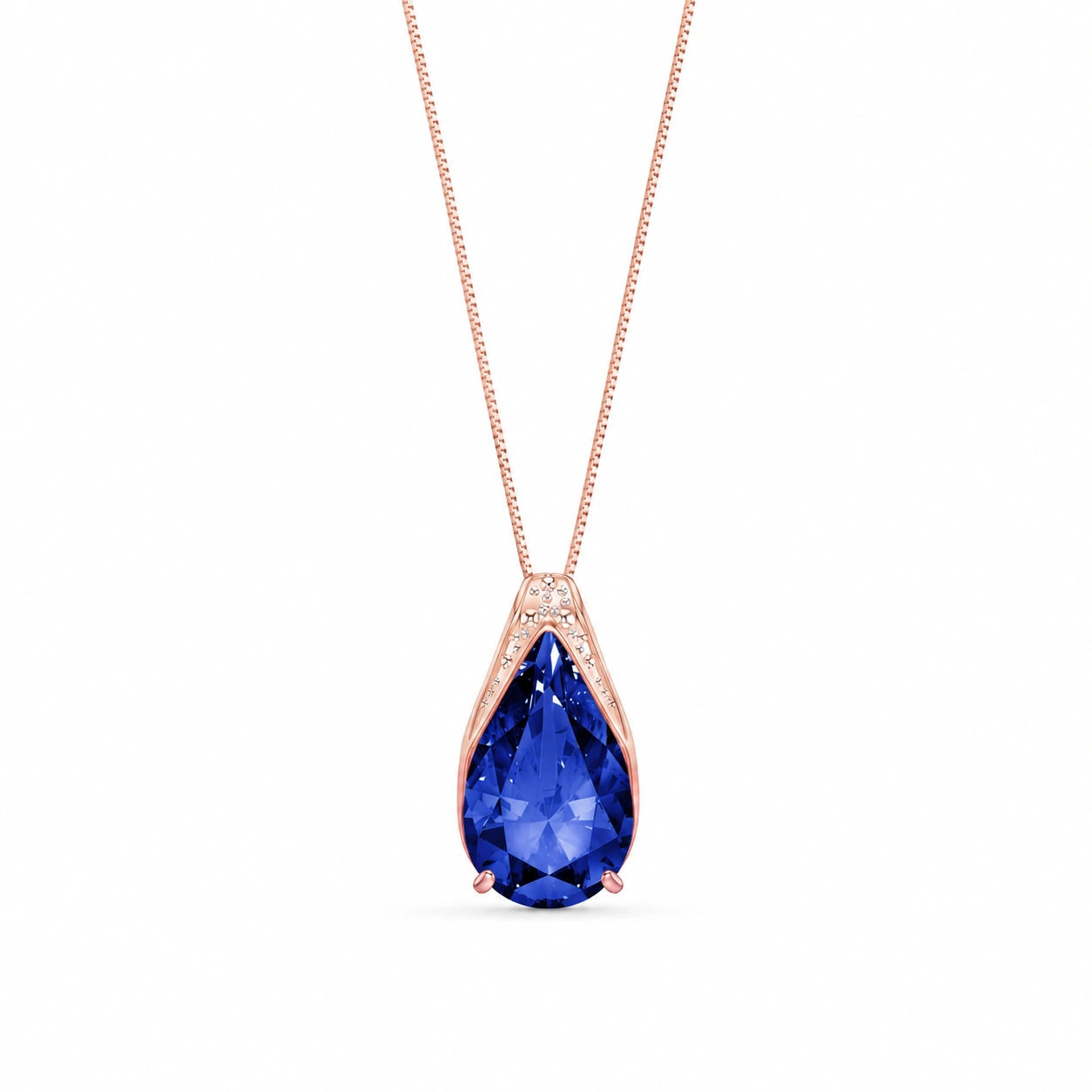 Rose Gold Pendant Necklace Sapphire 10K — Gilda