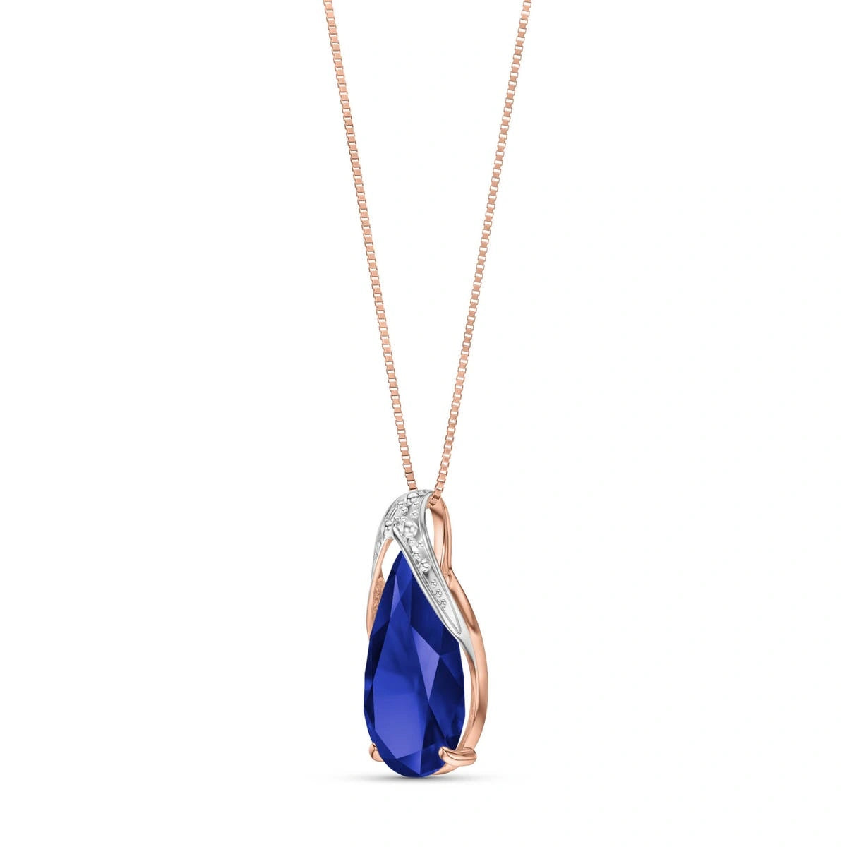 Rose Gold Pendant Necklace Sapphire 10K — Gilda