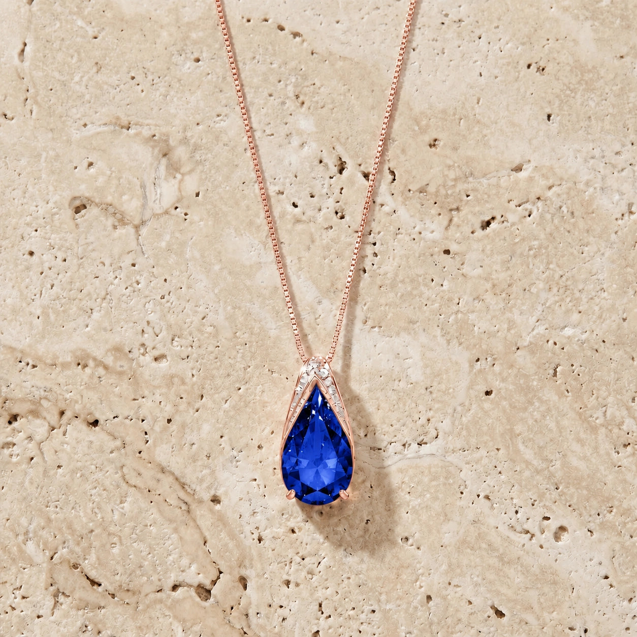 Rose Gold Pendant Necklace Sapphire 10K — Gilda