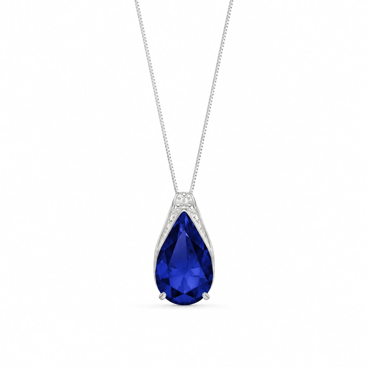 White Gold Pendant Necklace Sapphire 10K — Gilda