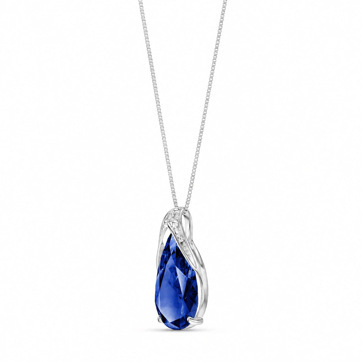 White Gold Pendant Necklace Sapphire 10K — Gilda