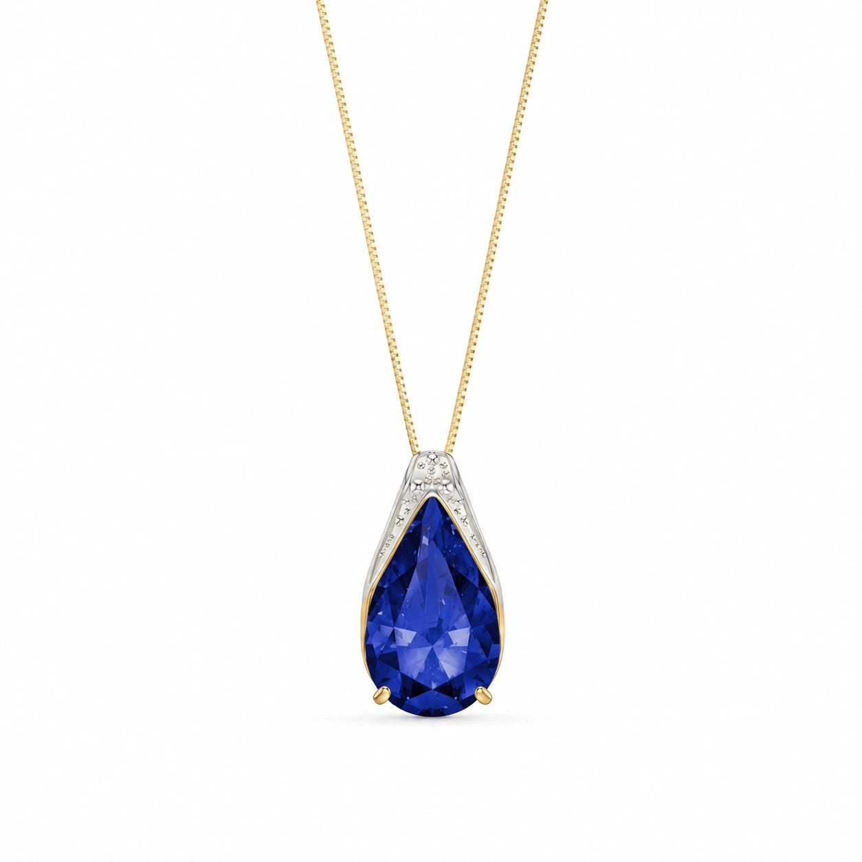 Yellow Gold Pendant Necklace Sapphire 10K — Gilda