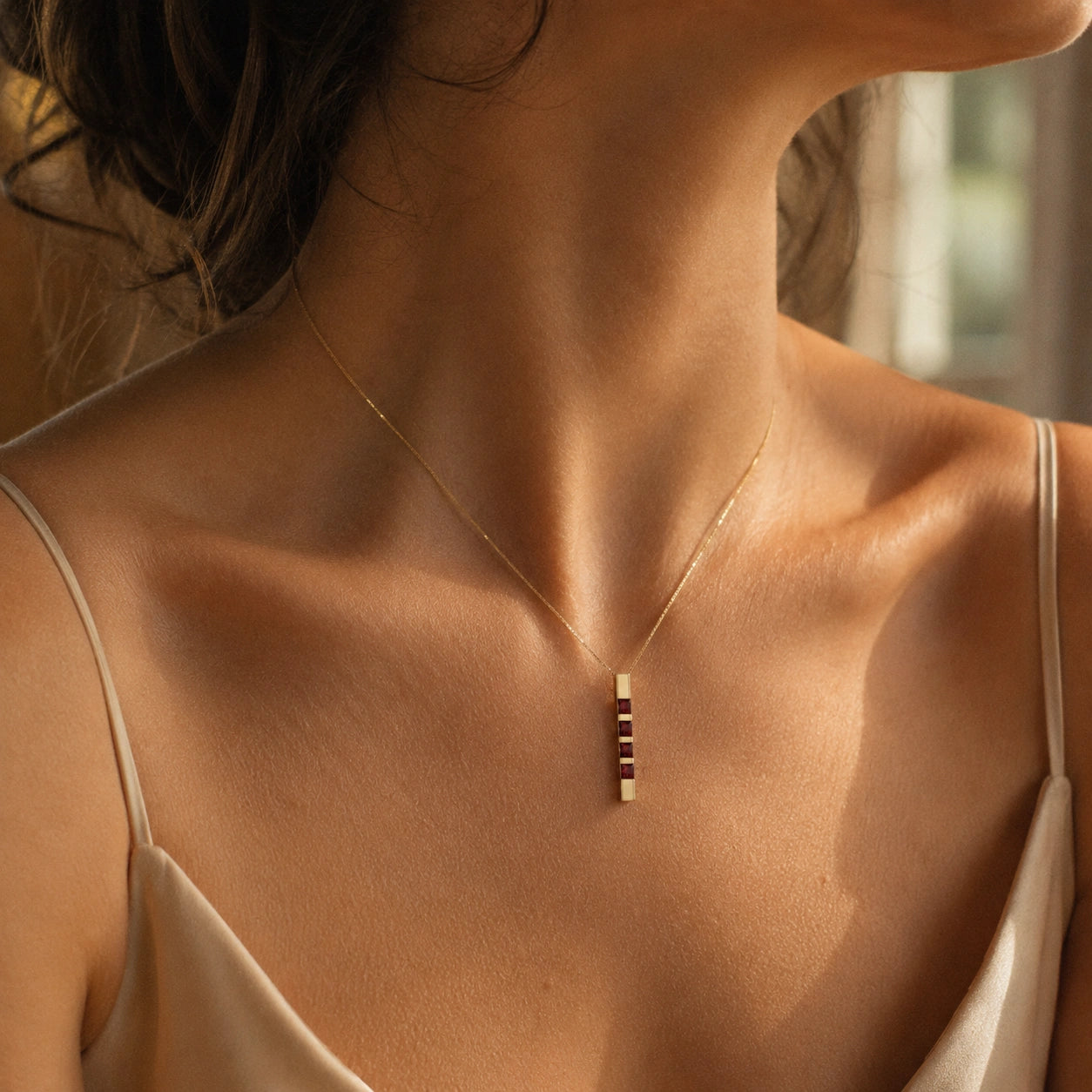 Yellow Gold Eternal Necklace Garnet 10K — Gioconda