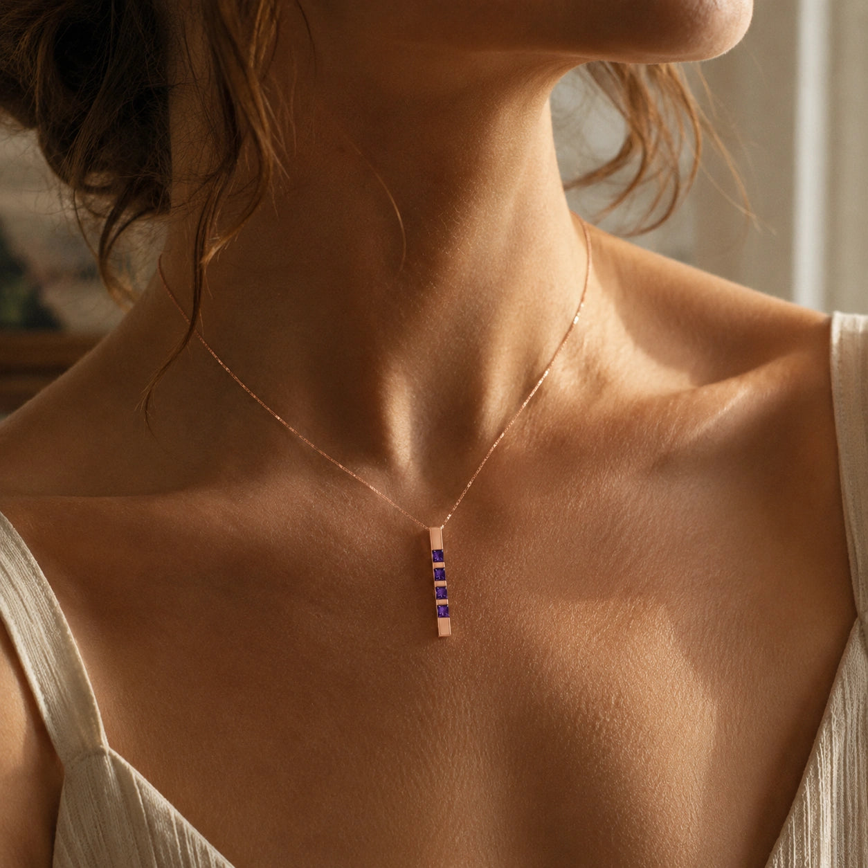 Rose Gold Eternal Necklace Amethyst 10K — Gioconda