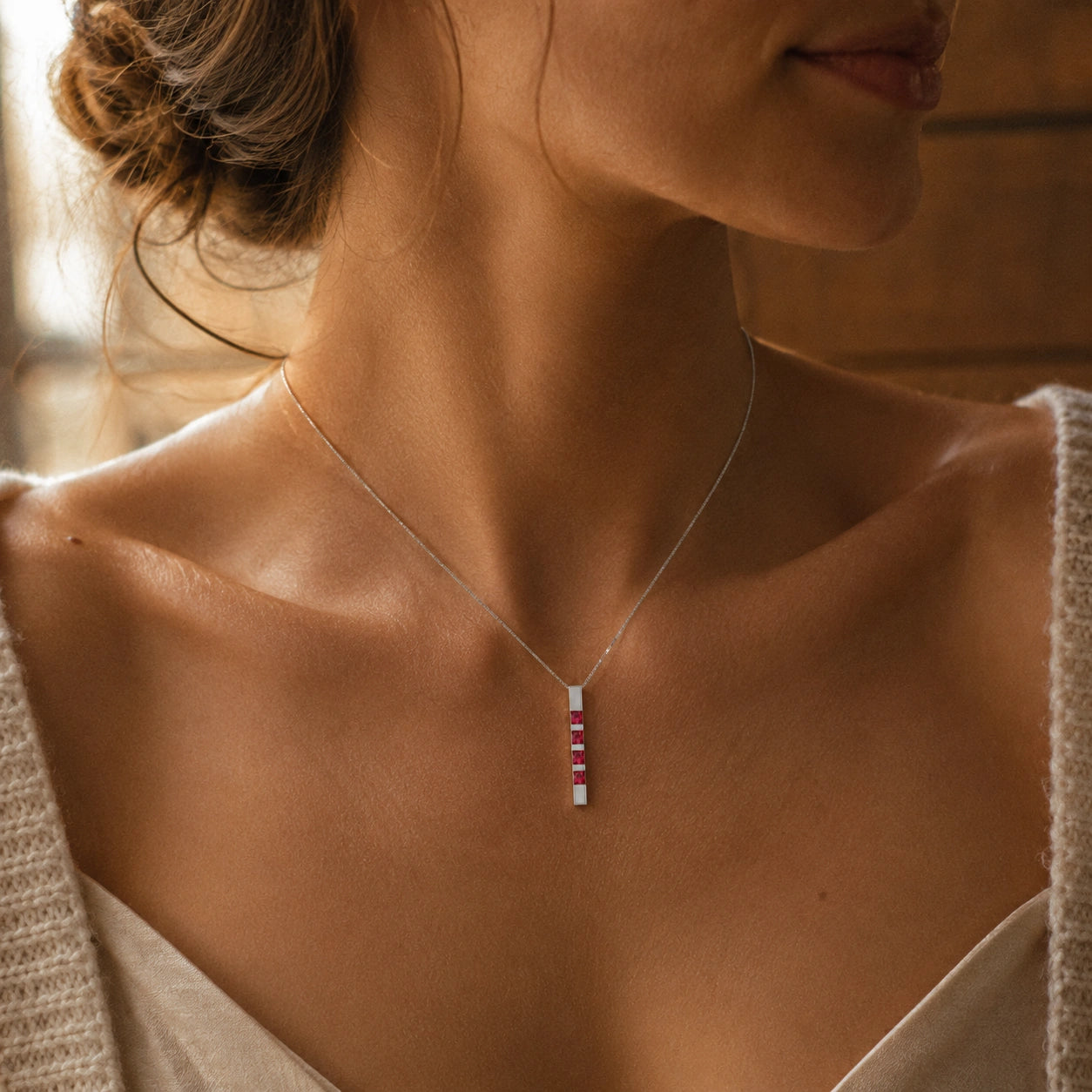 White Gold Eternal Necklace Ruby 10K — Gioconda