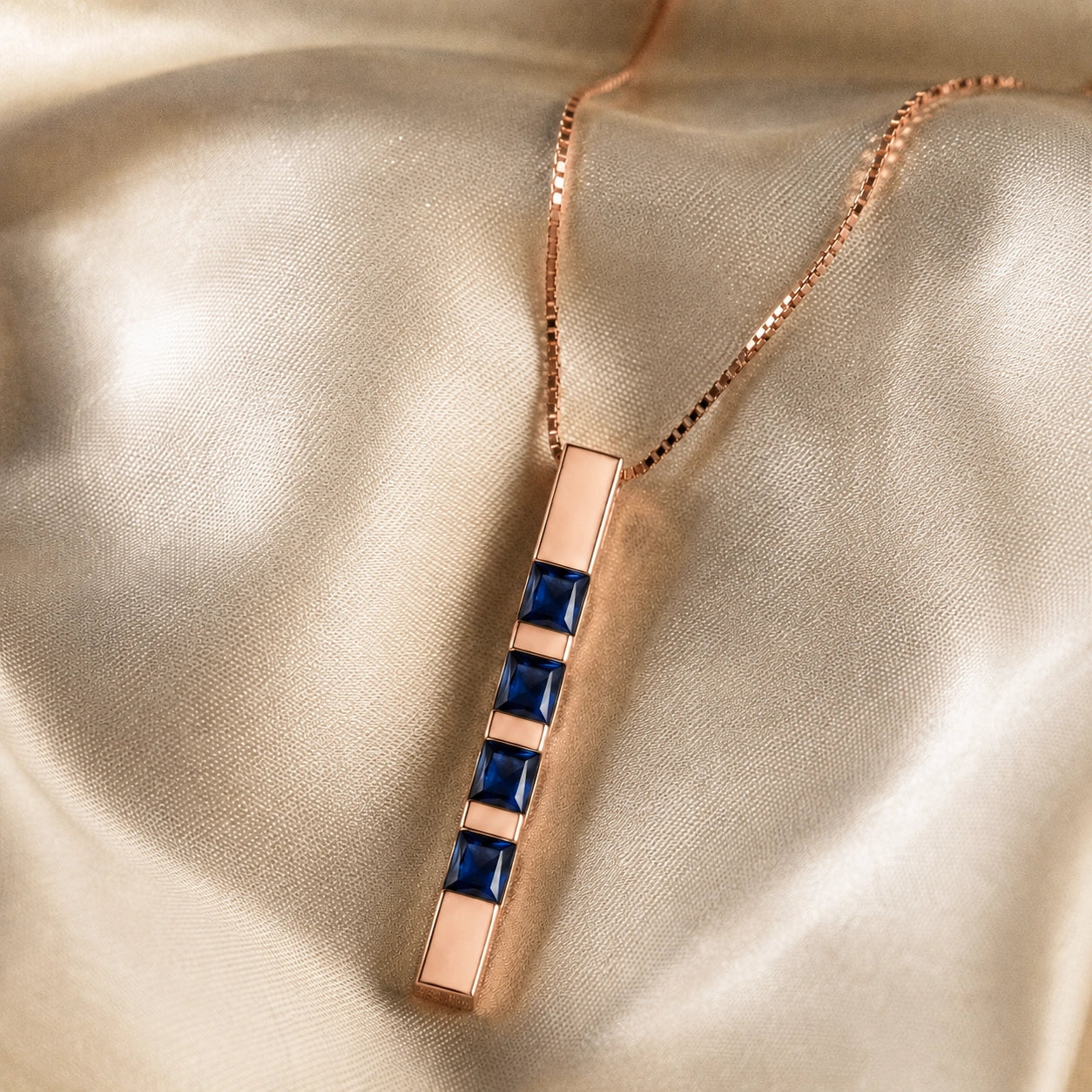 Rose Gold Eternal Necklace Sapphire 10K — Gioconda