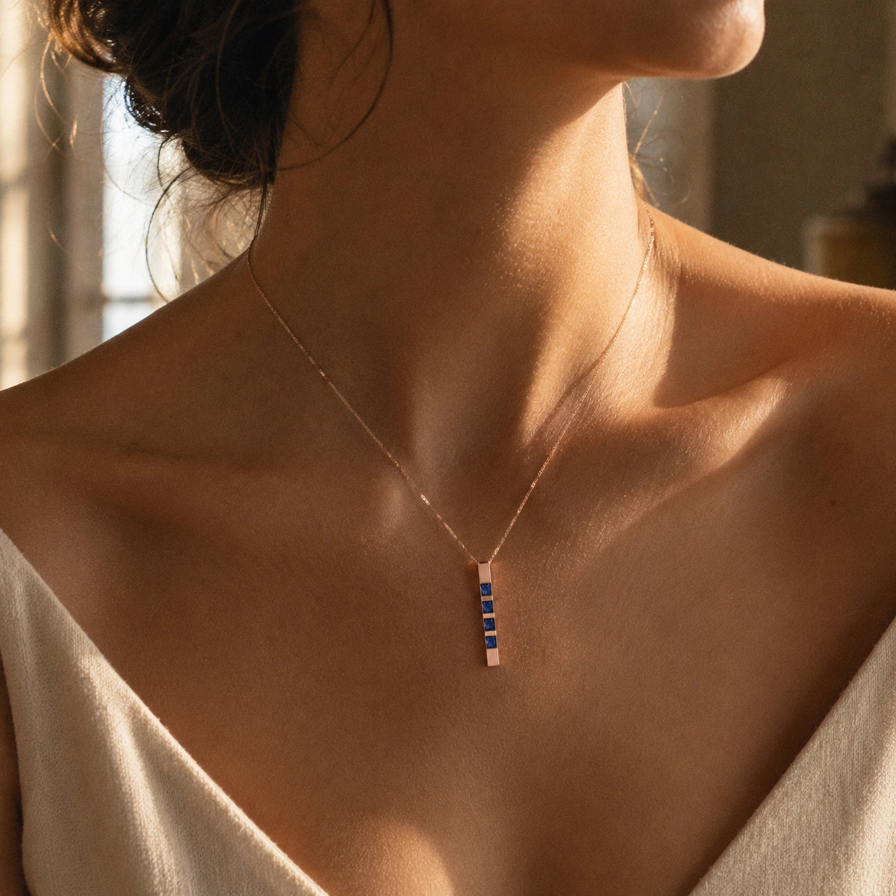 Rose Gold Eternal Necklace Sapphire 10K — Gioconda