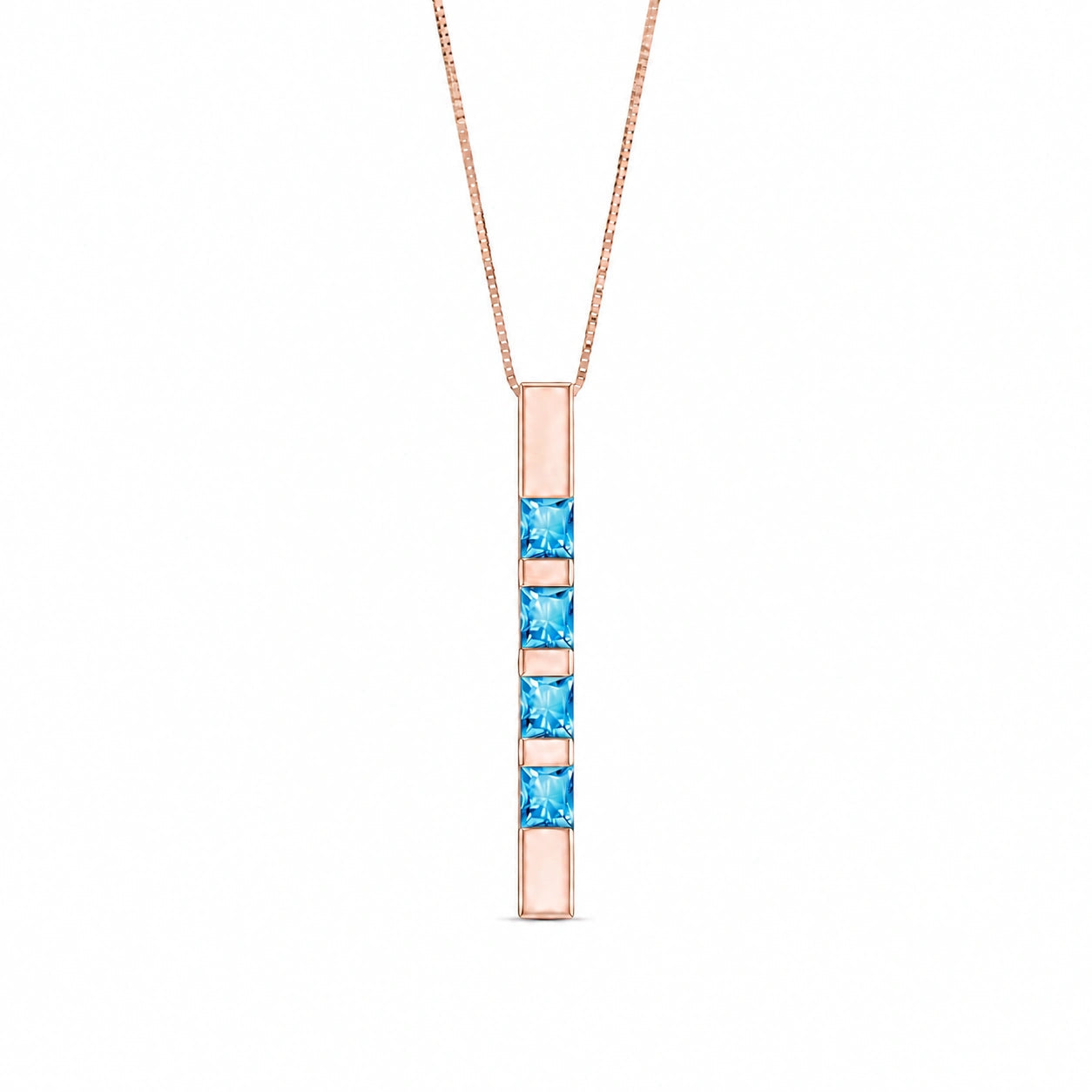 Rose Gold Eternal Necklace Blue Topaz 10K — Gioconda