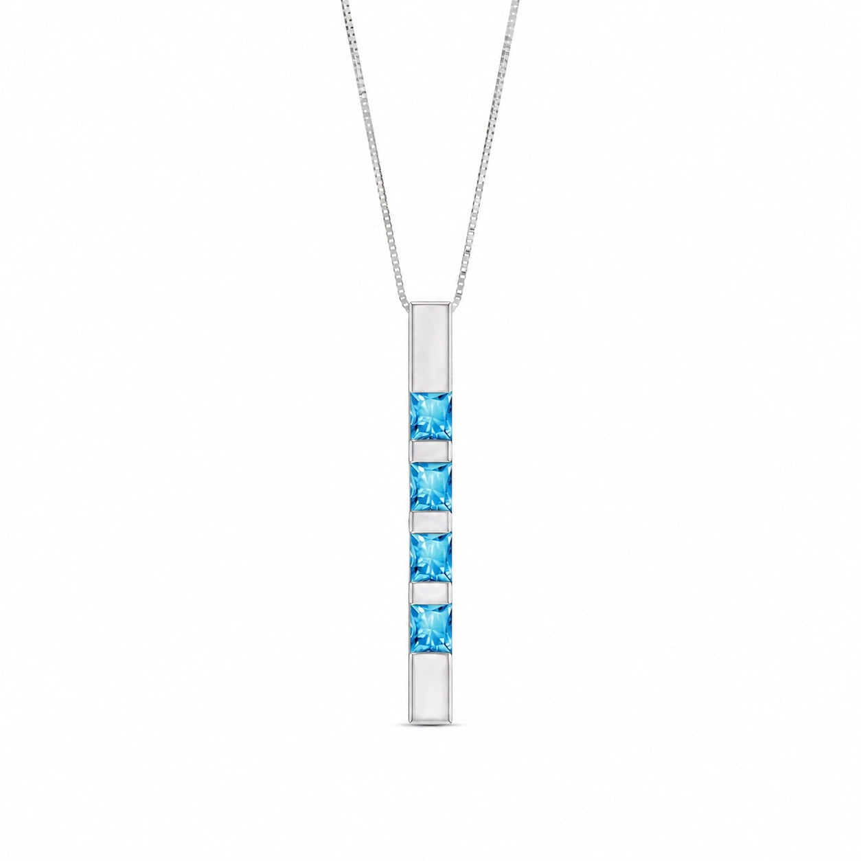 White Gold Eternal Necklace Blue Topaz 10K — Gioconda
